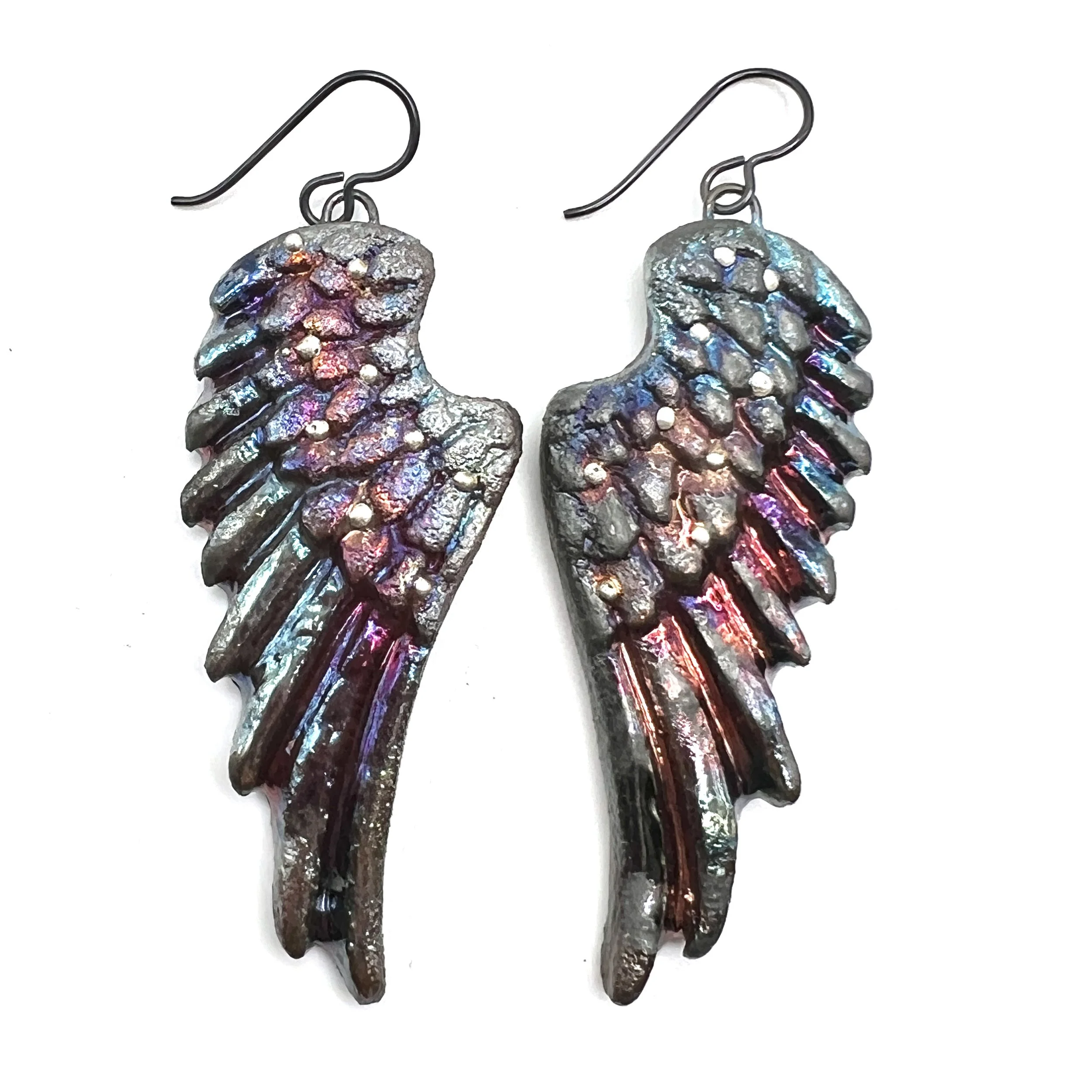 Raku Angel Wing Earrings Jewelry Supply Handmade by MAKUstudio MAKU raku