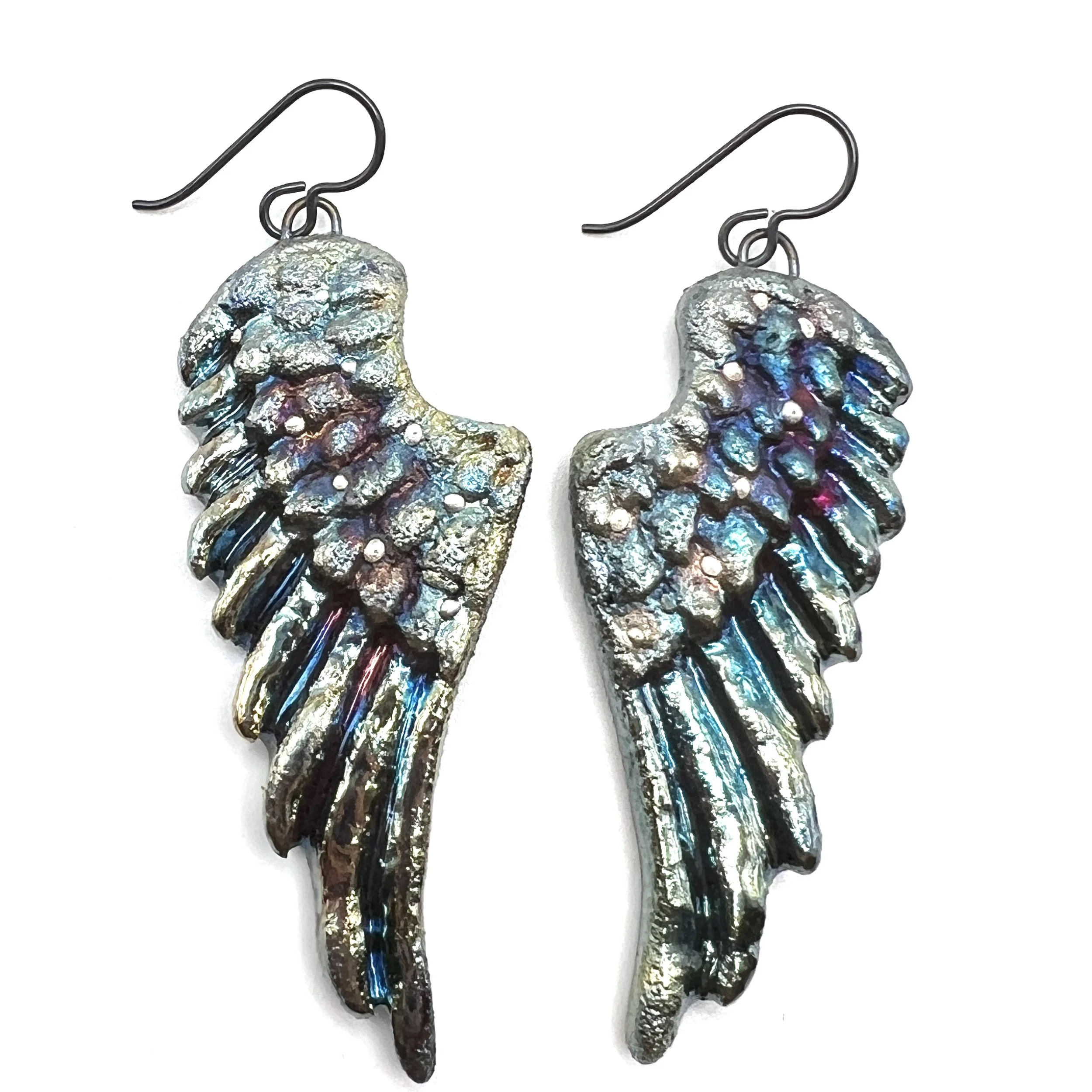 Raku Angel Wing Earrings Jewelry Supply Handmade by MAKUstudio MAKU raku