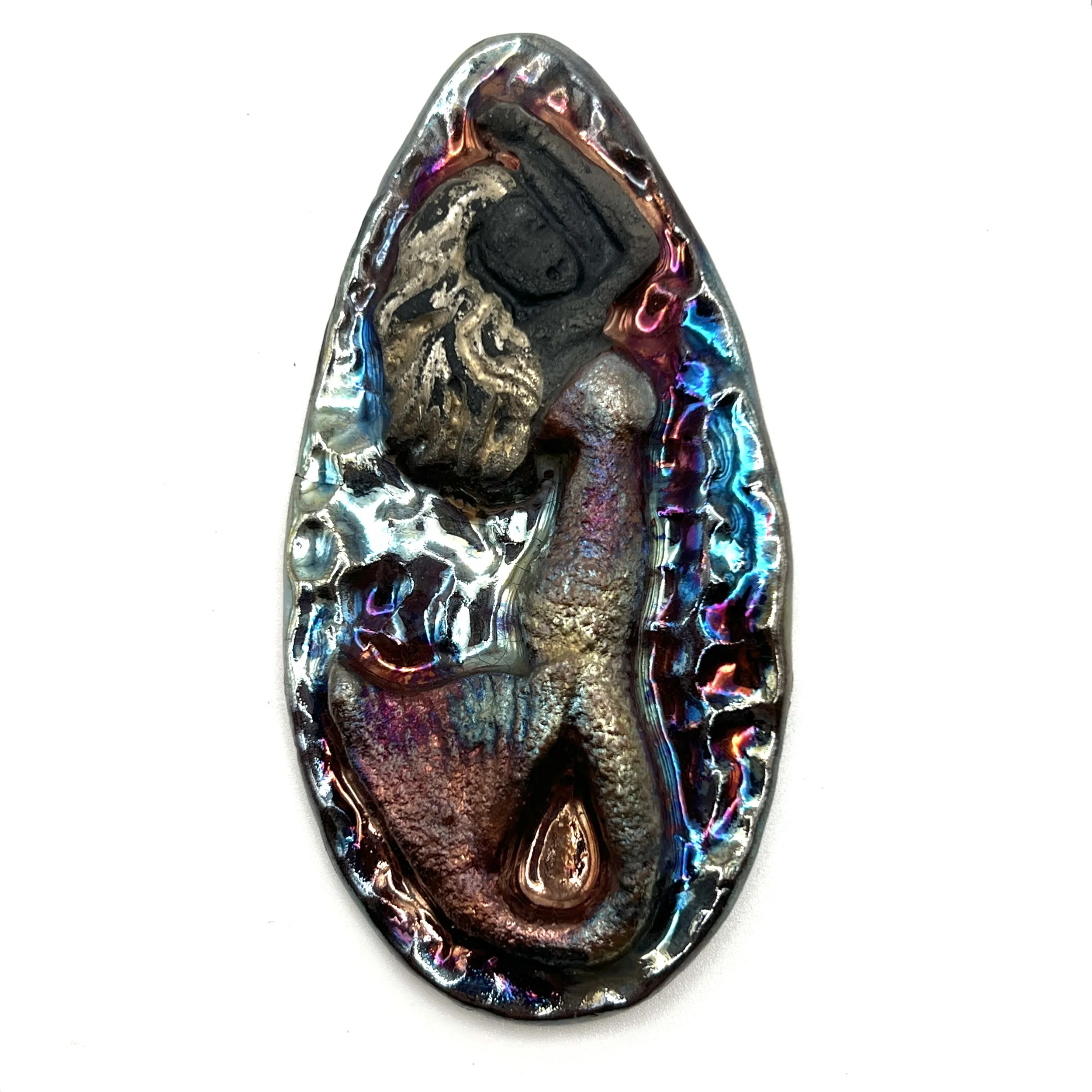 Mermaid Raku Cabochon Ceramic Jewelry Supply Handmade by MAKUstudio
