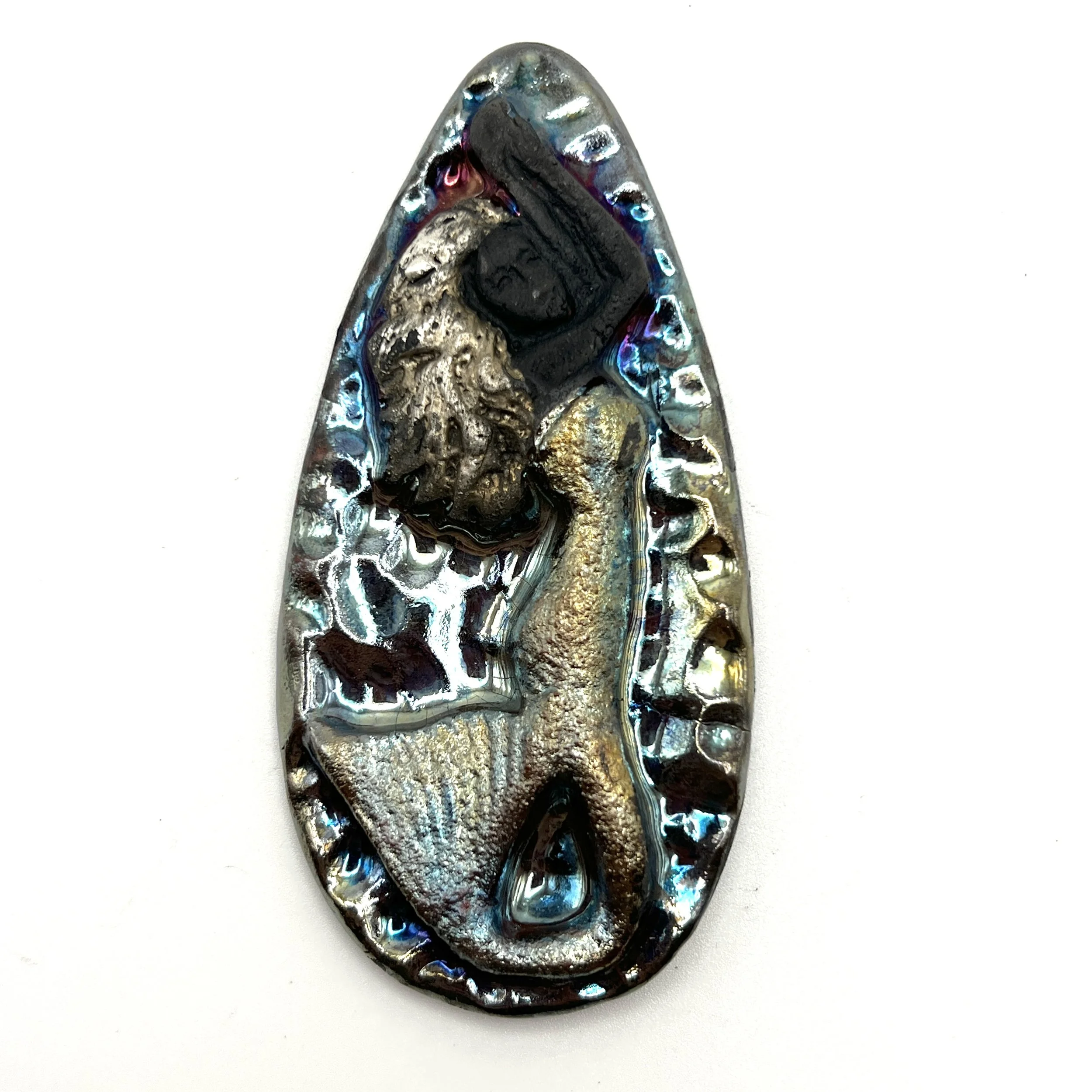 Mermaid Raku Cabochon Ceramic Jewelry Supply Handmade by MAKUstudio