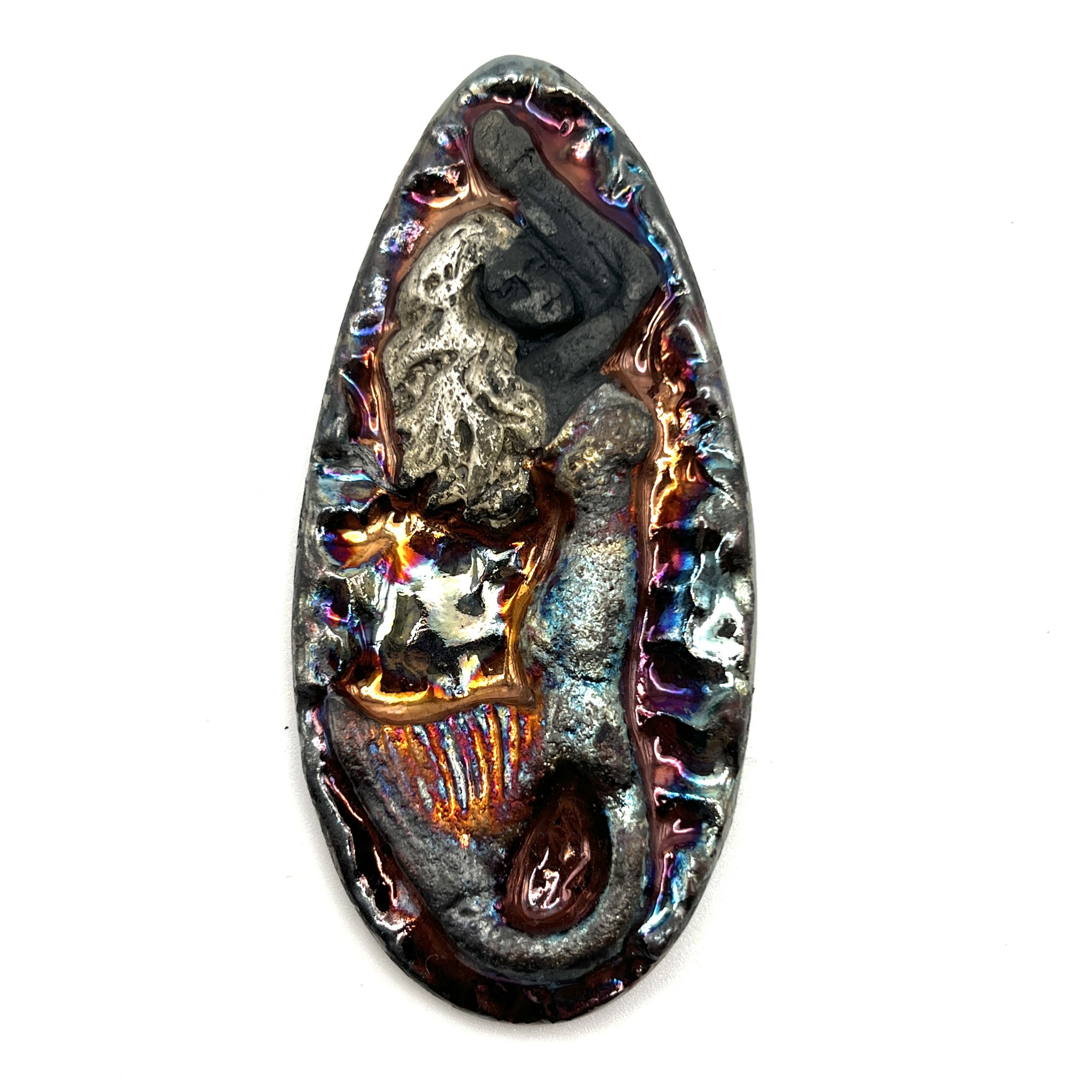 Mermaid Raku Cabochon Ceramic Jewelry Supply Handmade by MAKUstudio