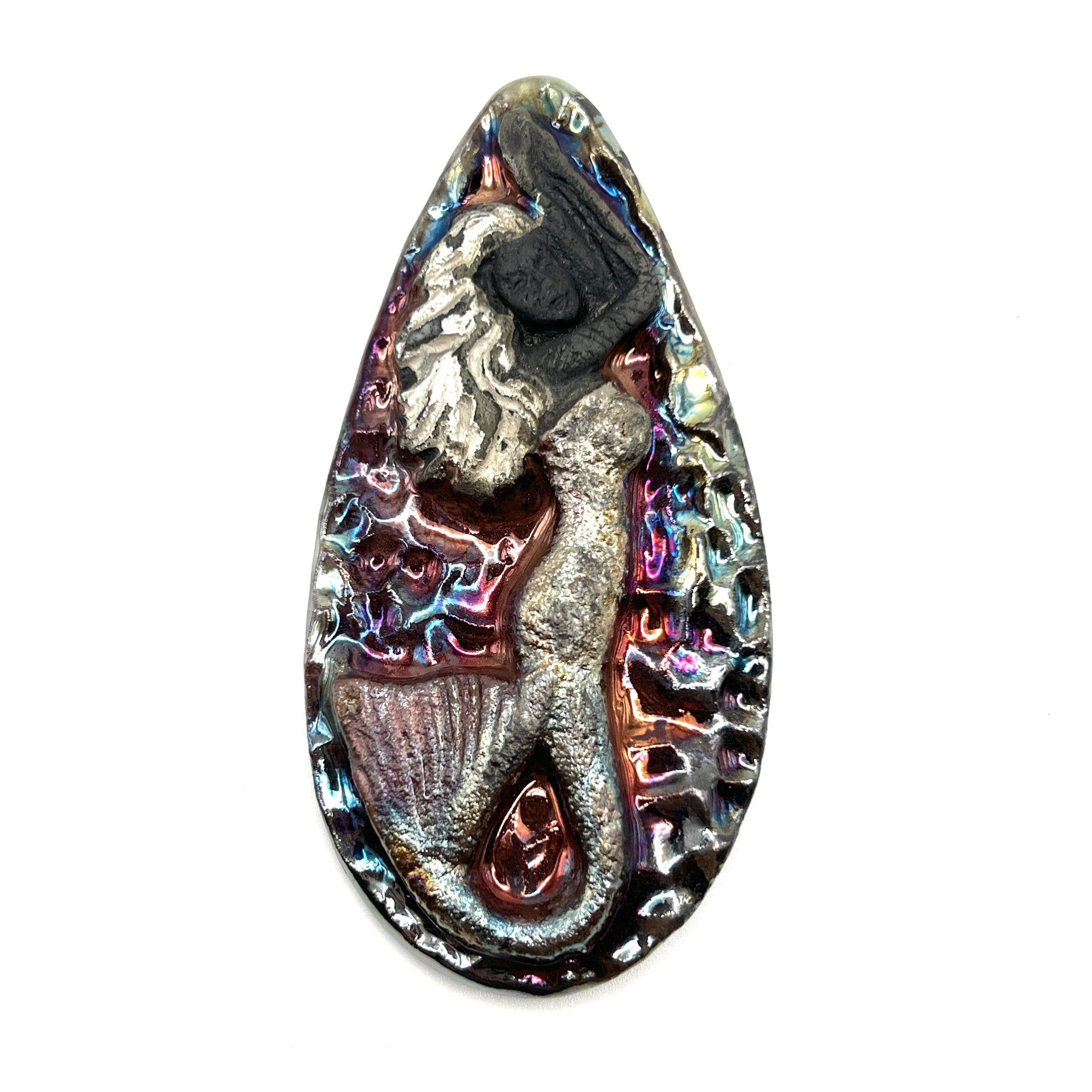 Mermaid Raku Cabochon Ceramic Jewelry Supply Handmade by MAKUstudio