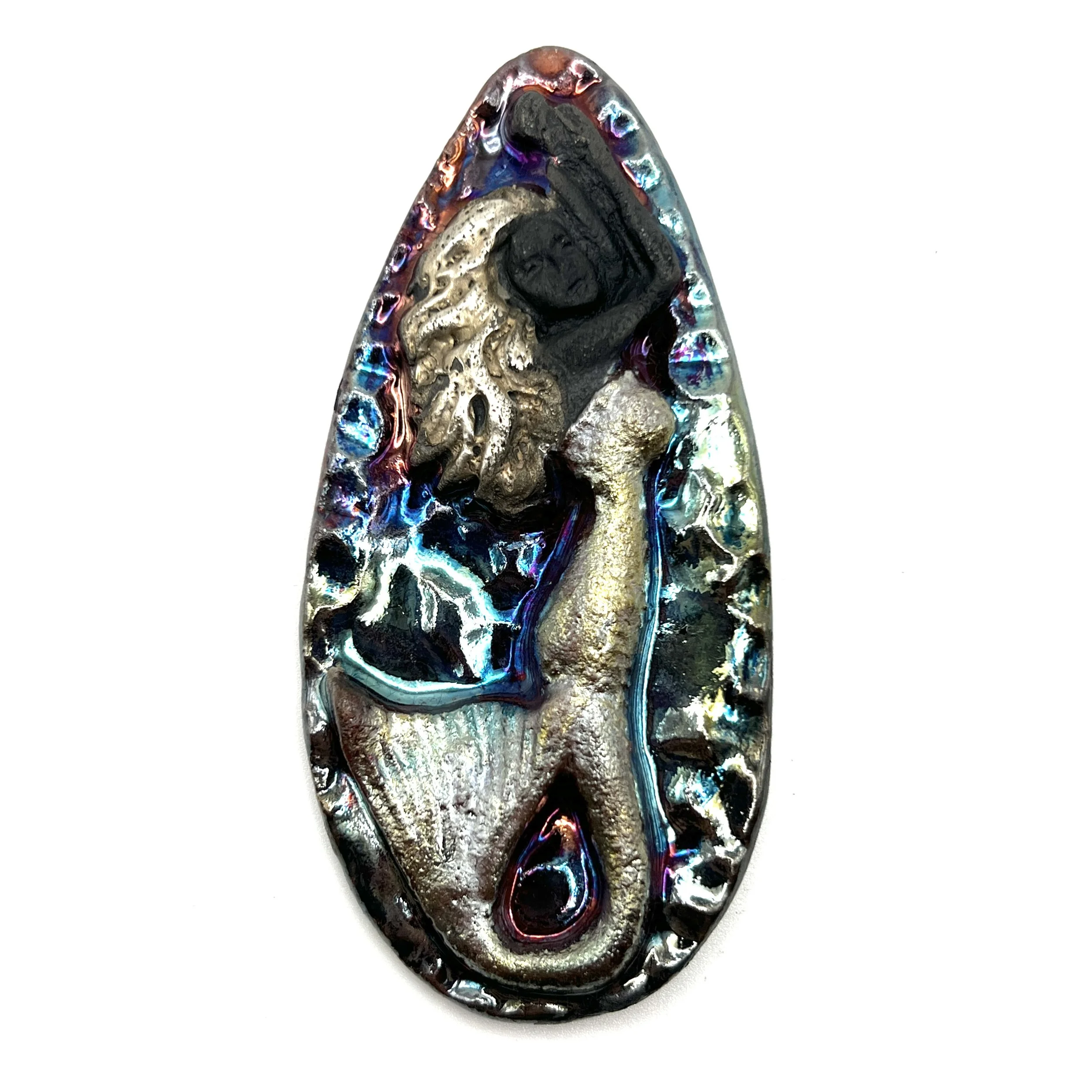 Mermaid Raku Cabochon Ceramic Jewelry Supply Handmade by MAKUstudio
