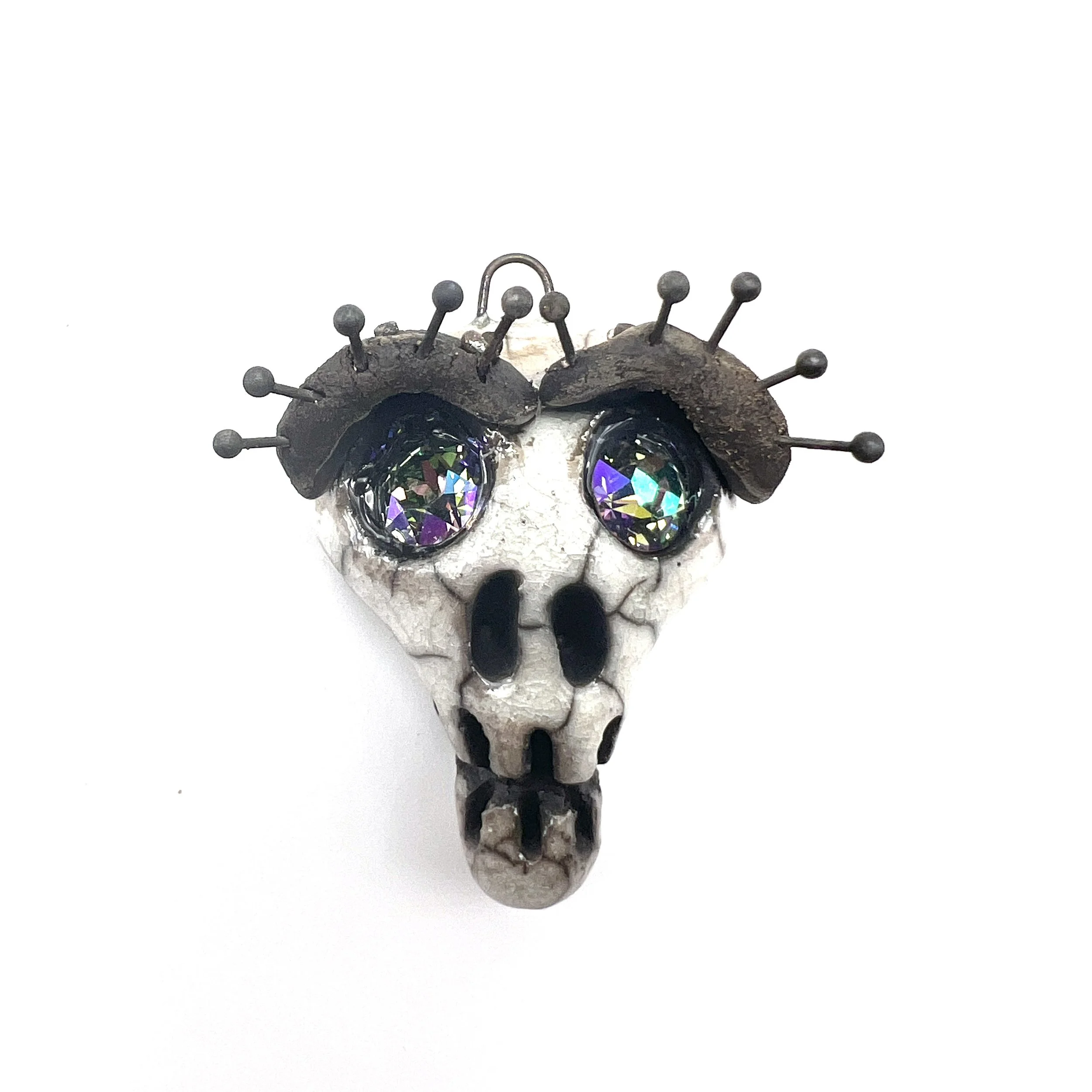 Makalicious Lashes Raku Skull Pendant Ceramic Jewelry Supplies Handmade by MAKUstudio