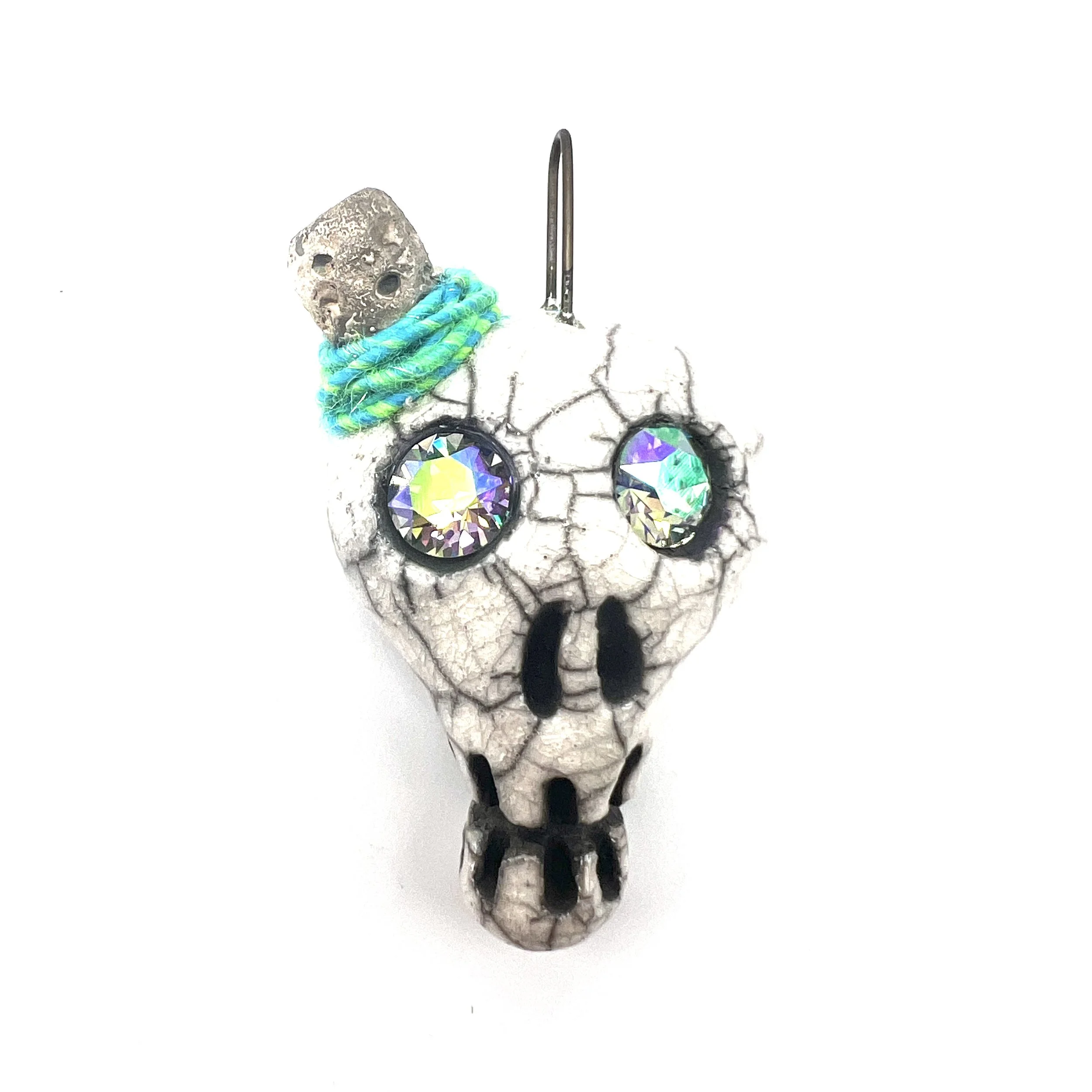 Top Hat Raku Skull Pendant Ceramic Jewelry Supplies Handmade by MAKUstudio MAKU raku