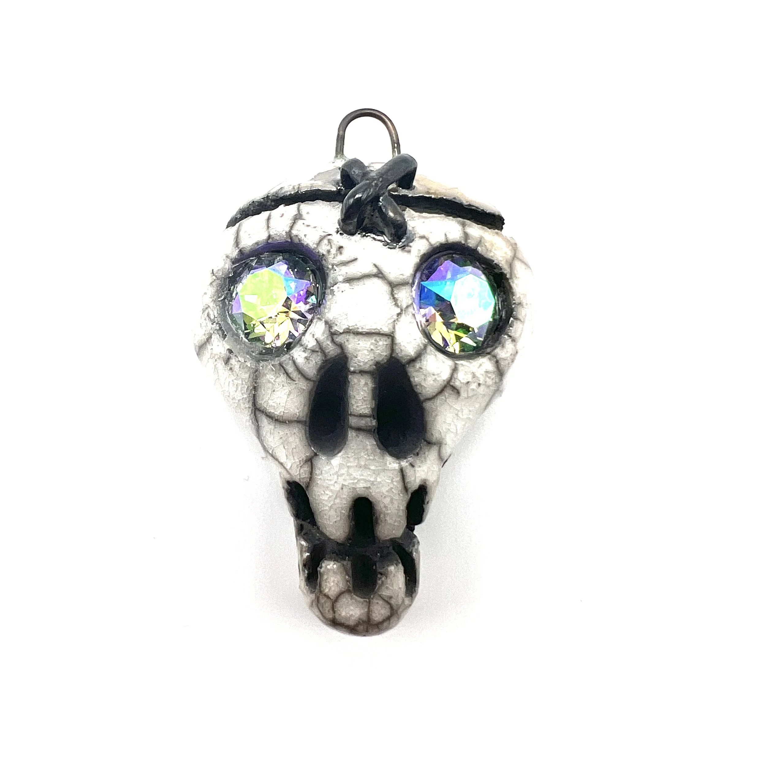 X Marks The Spot Raku Skull Pendant Ceramic Jewelry Supplies Handmade by MAKUstudio MAKU raku