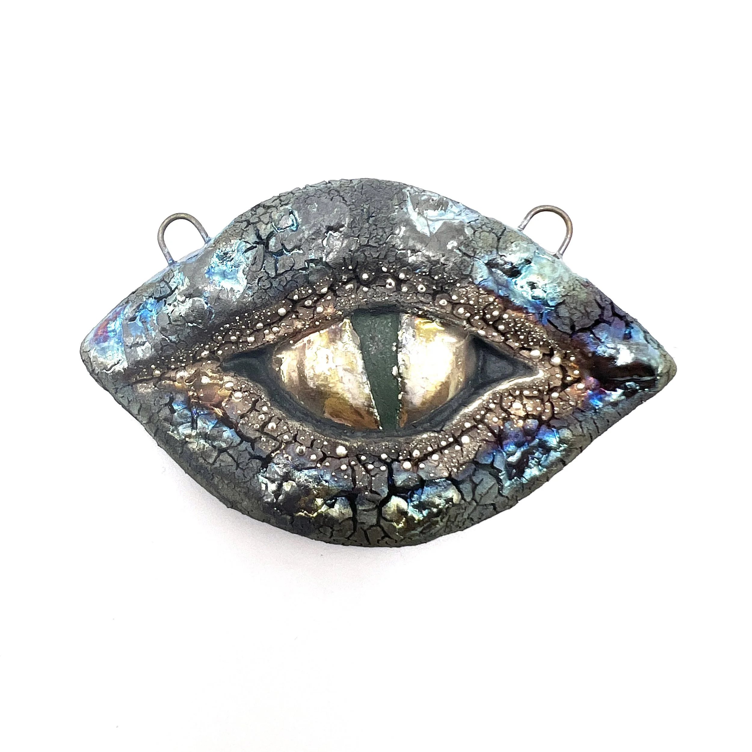 Dragon Eye Raku Ceramic Pendant Connector Raku Jewelry Supply Handmade by MAKUstudio MAKU raku