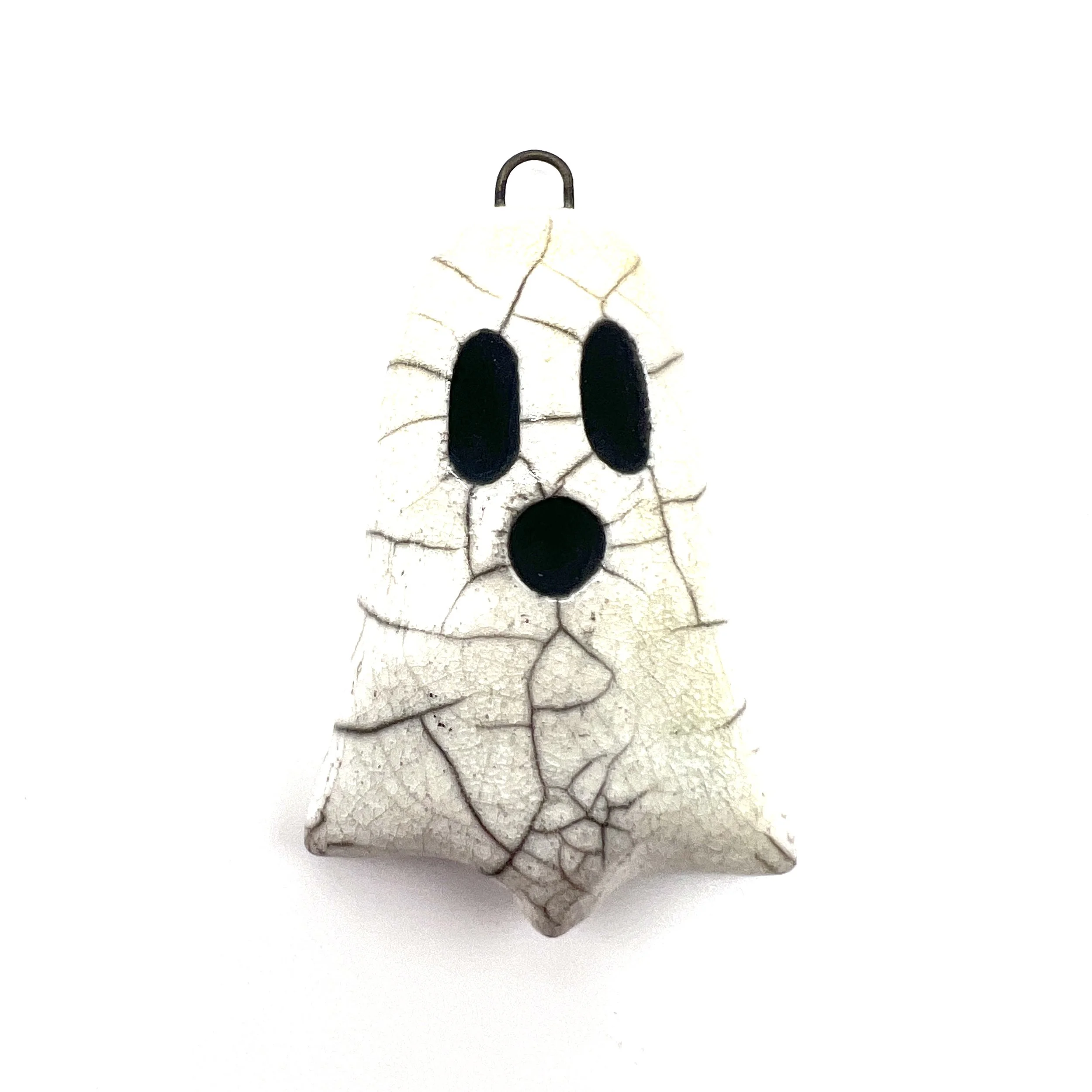 Boo! Raku Ghost Pendant Halloween Ceramic Jewelry Supplies Handmade by MAKUstudio MAKU raku
