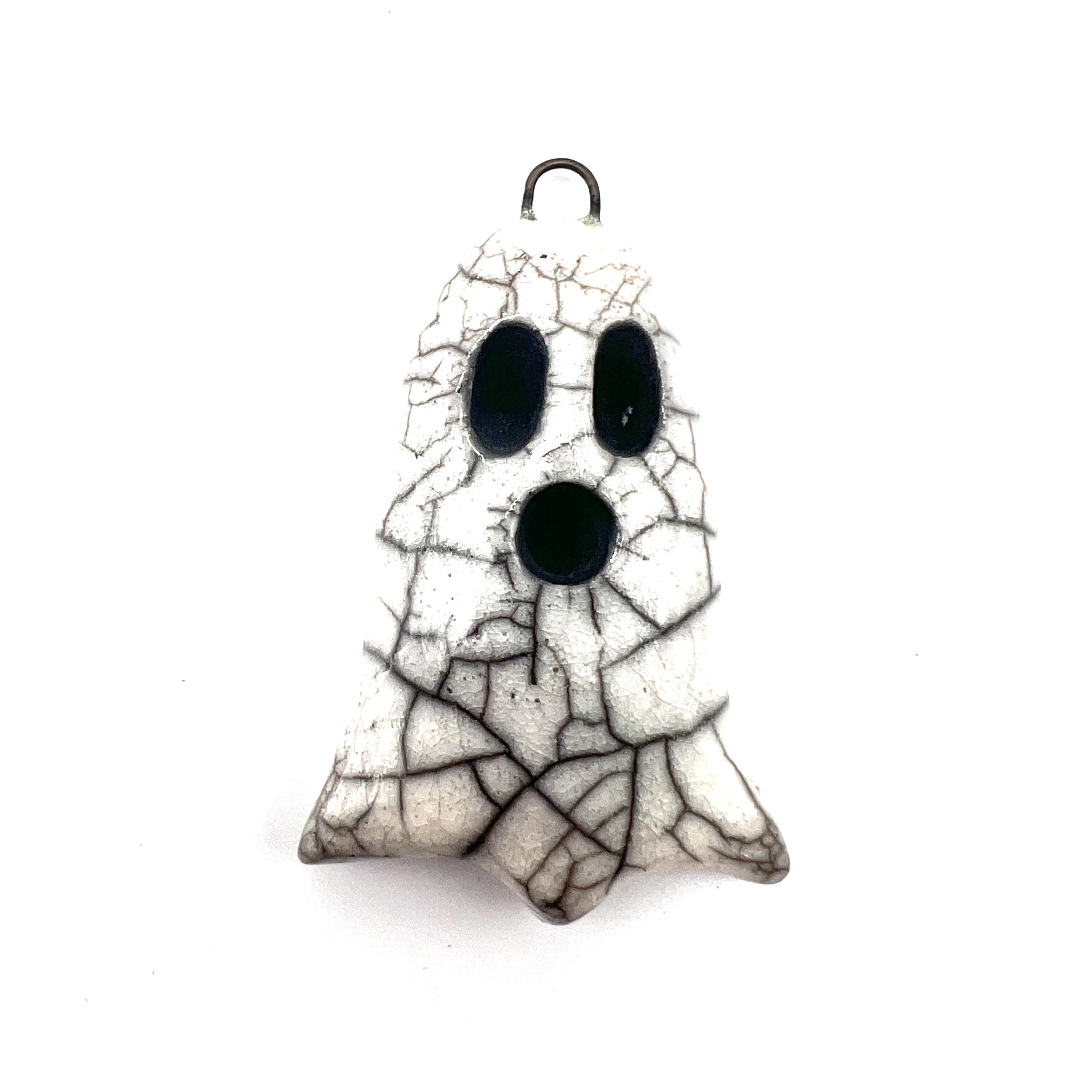 Boo! Raku Ghost Pendant Halloween Ceramic Jewelry Supplies Handmade by MAKUstudio MAKU raku