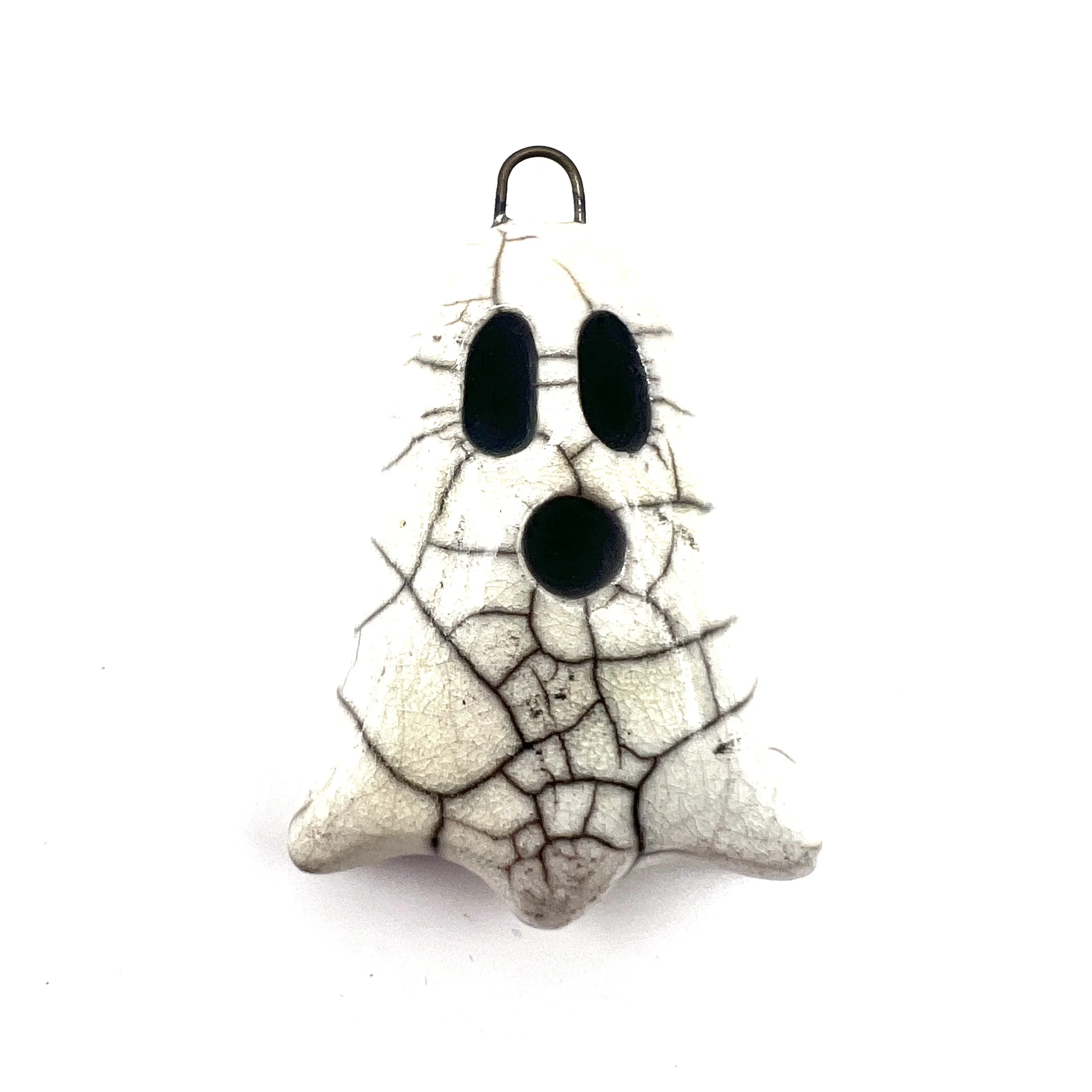Boo! Raku Ghost Pendant Halloween Ceramic Jewelry Supplies Handmade by MAKUstudio MAKU raku