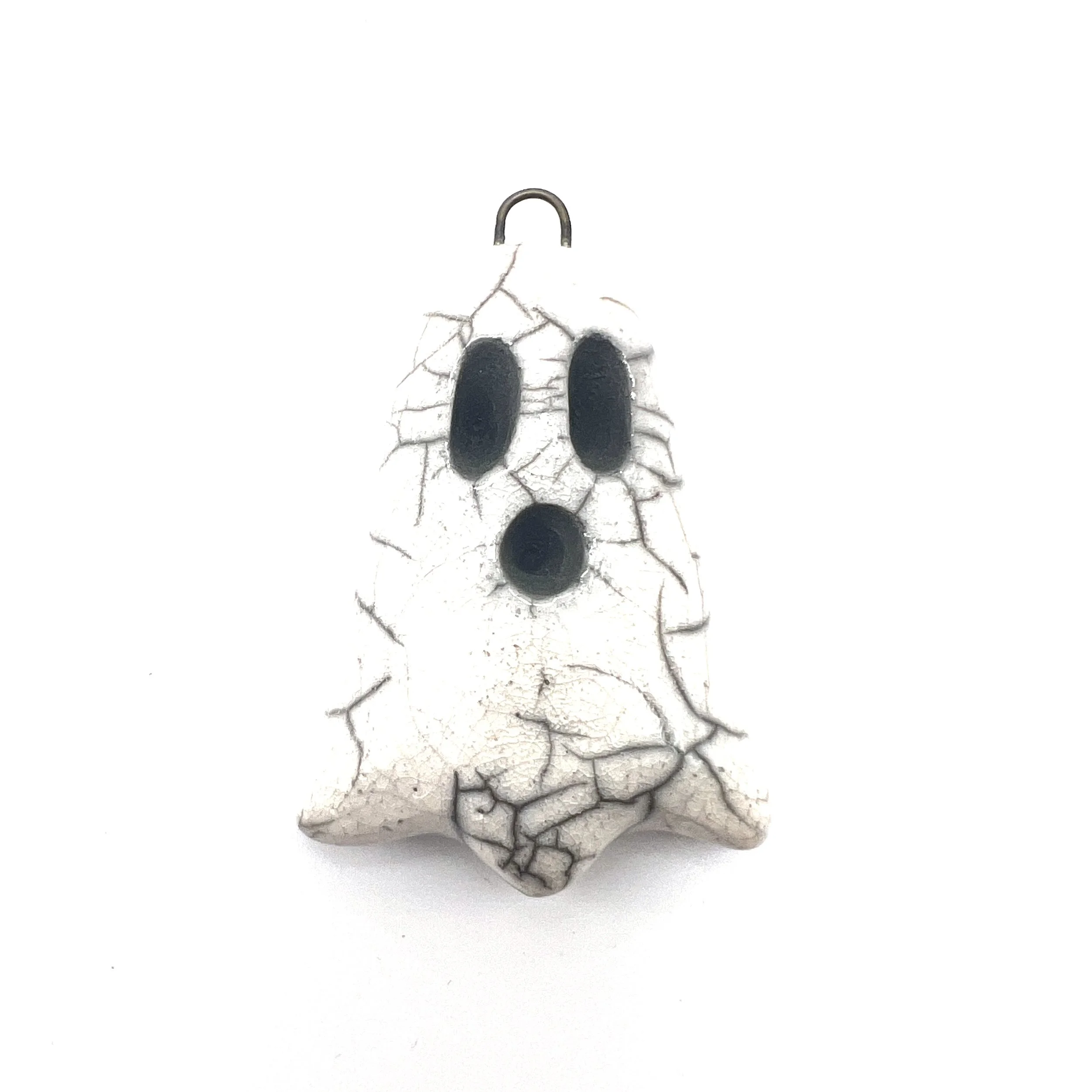 Boo! Raku Ghost Pendant Halloween Ceramic Jewelry Supplies Handmade by MAKUstudio MAKU raku