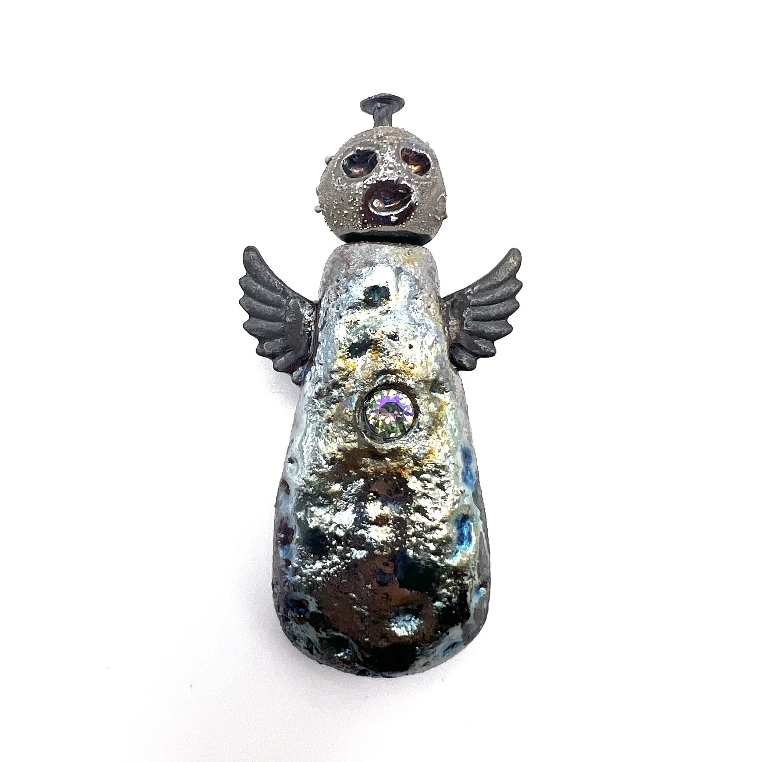 Raku Angel Pendant Ceramic Jewelry Supply Handmade by MAKUstudio MAKU raku