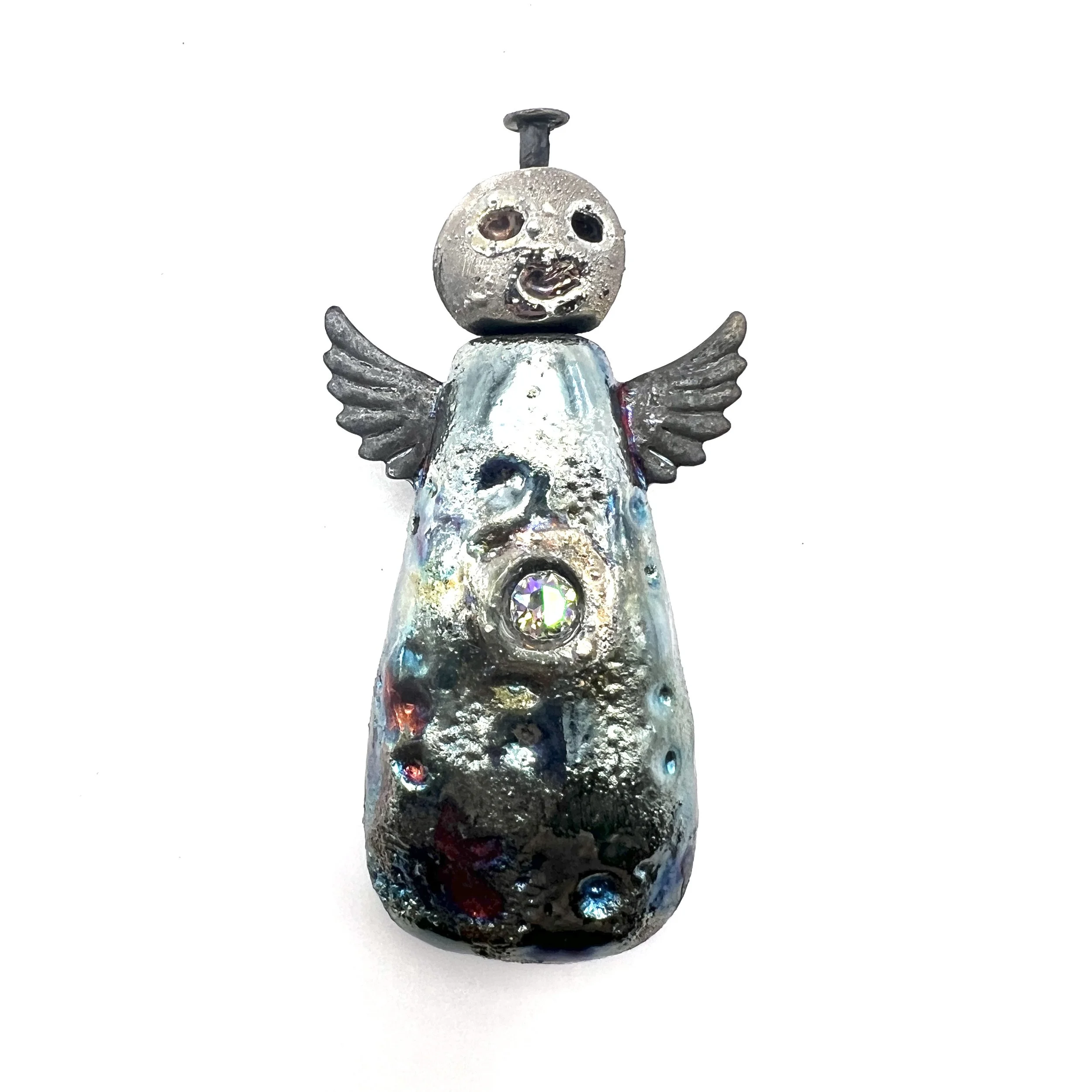 Raku Angel Pendant Ceramic Jewelry Supply Handmade by MAKUstudio MAKU raku