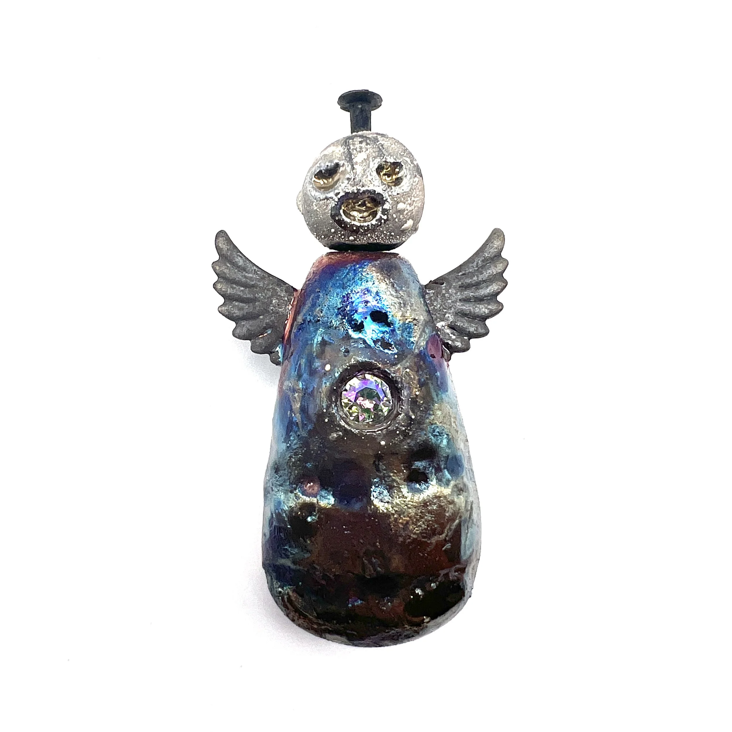 Raku Angel Pendant Ceramic Jewelry Supply Handmade by MAKUstudio MAKU raku