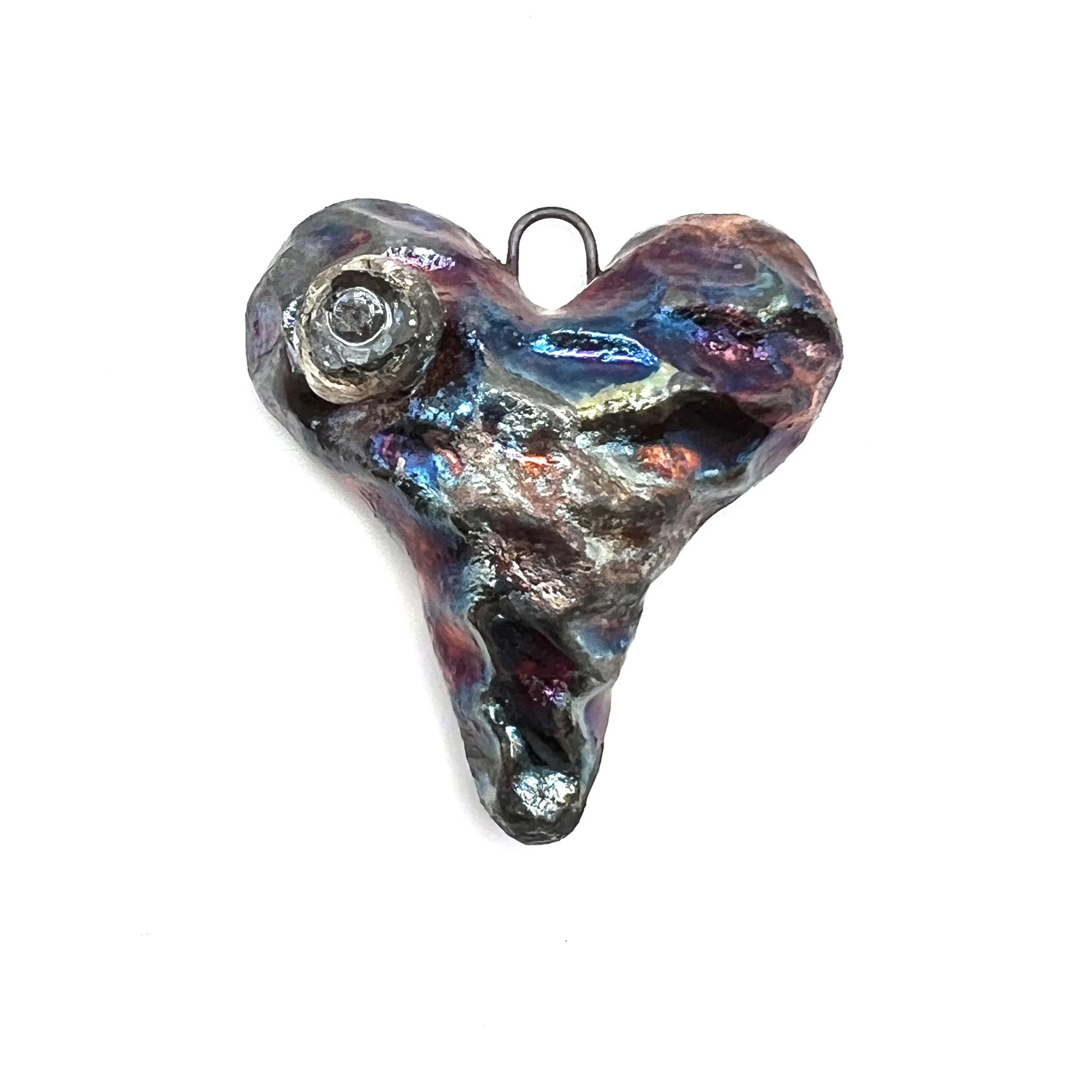 Raku Heart Pendant Ceramic Jewelry Supply Handmade by MAKUstudio MAKU raku
