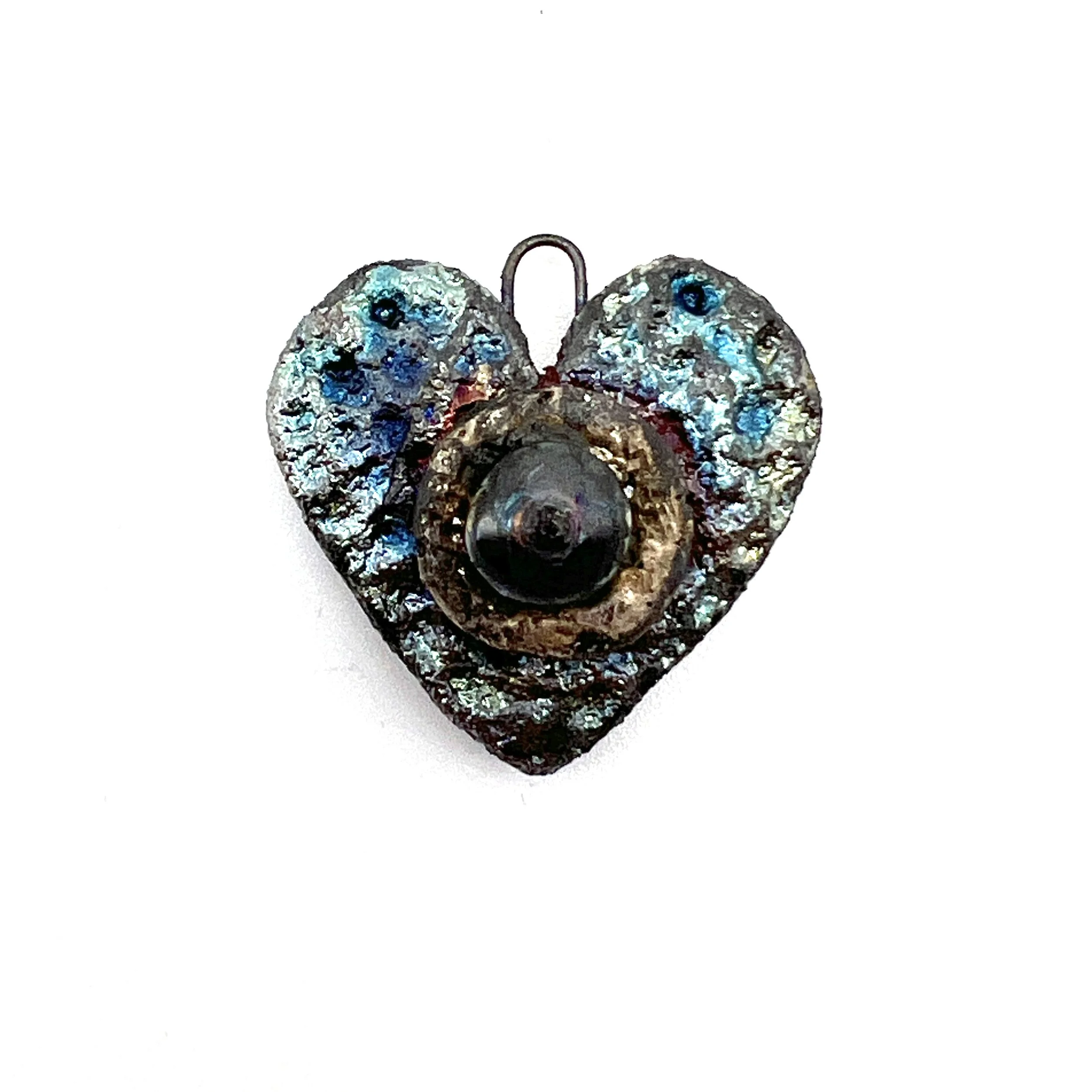 Raku Heart Pendant Ceramic Jewelry Supply Handmade by MAKUstudio MAKU raku