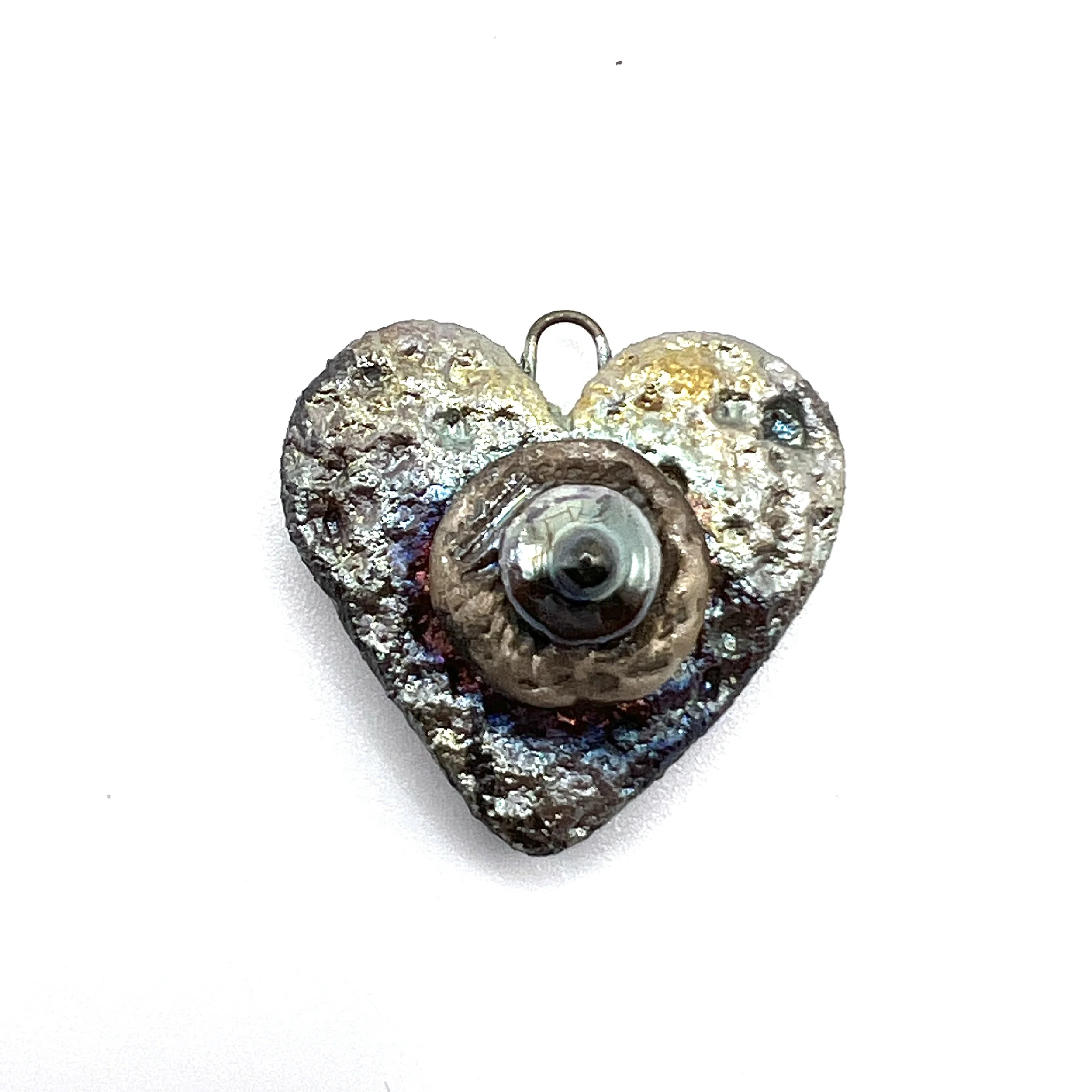 Raku Heart Pendant Ceramic Jewelry Supply Handmade by MAKUstudio MAKU raku