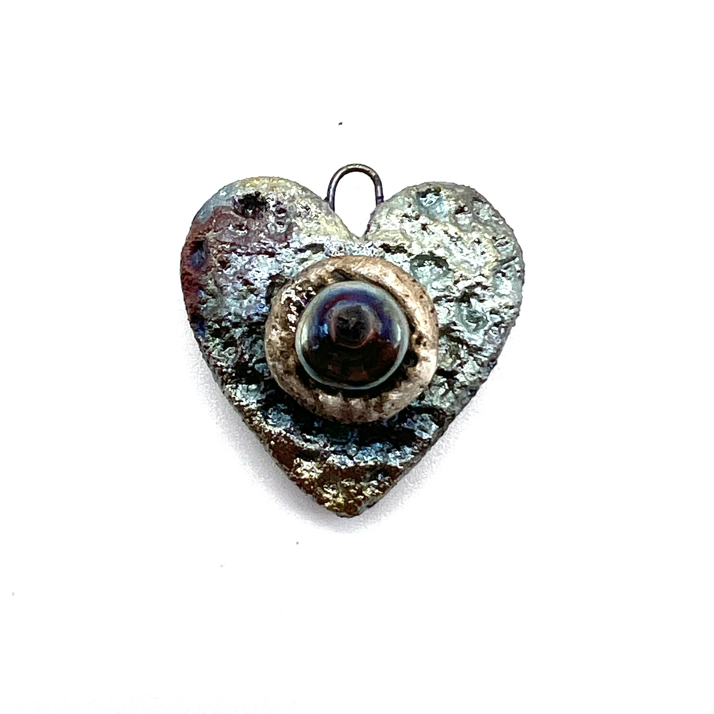 Raku Heart Pendant Ceramic Jewelry Supply Handmade by MAKUstudio MAKU raku