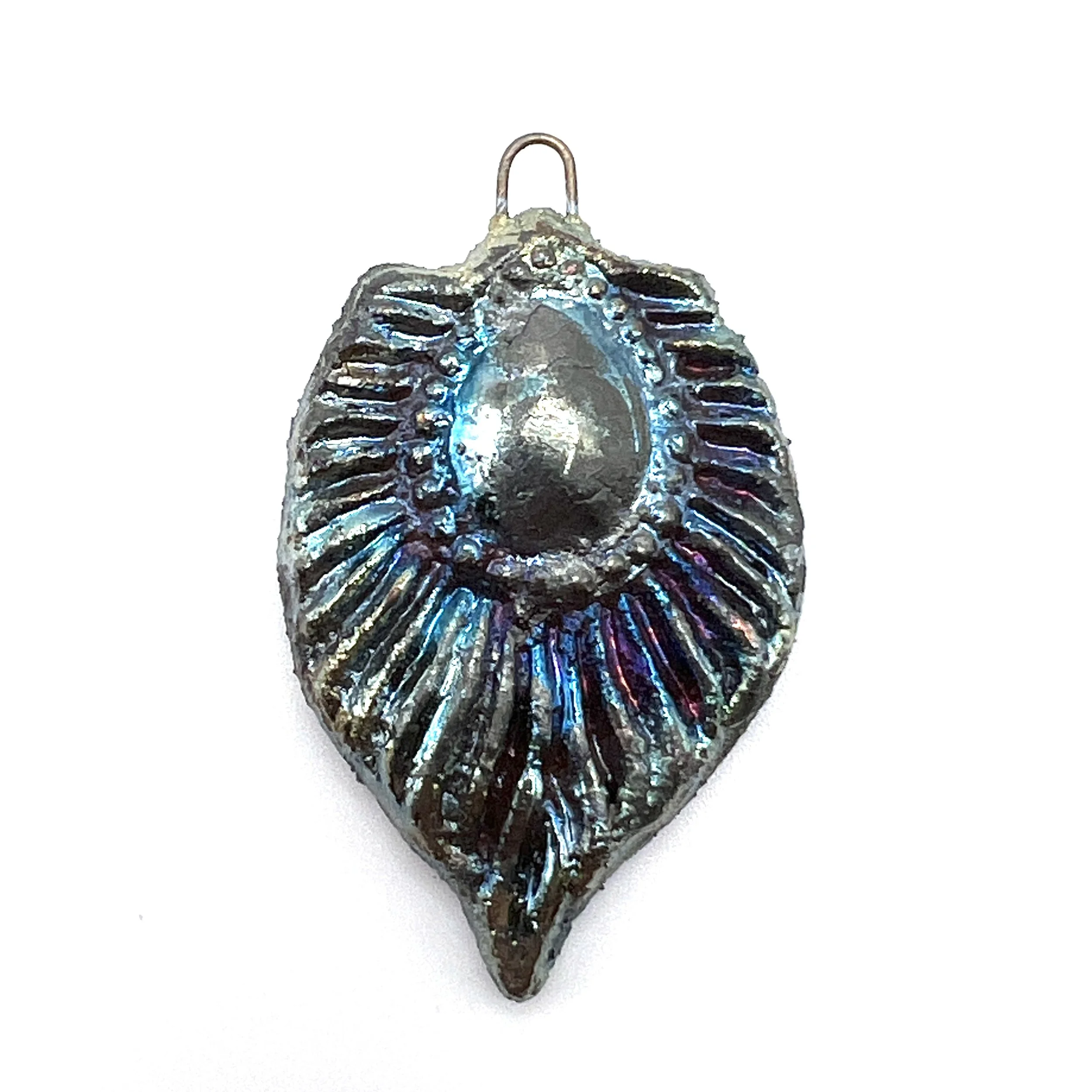 Peacock Feather or Leaf Raku Pendant Jewelry Supply Handmade by MAKUstudio MAKU raku