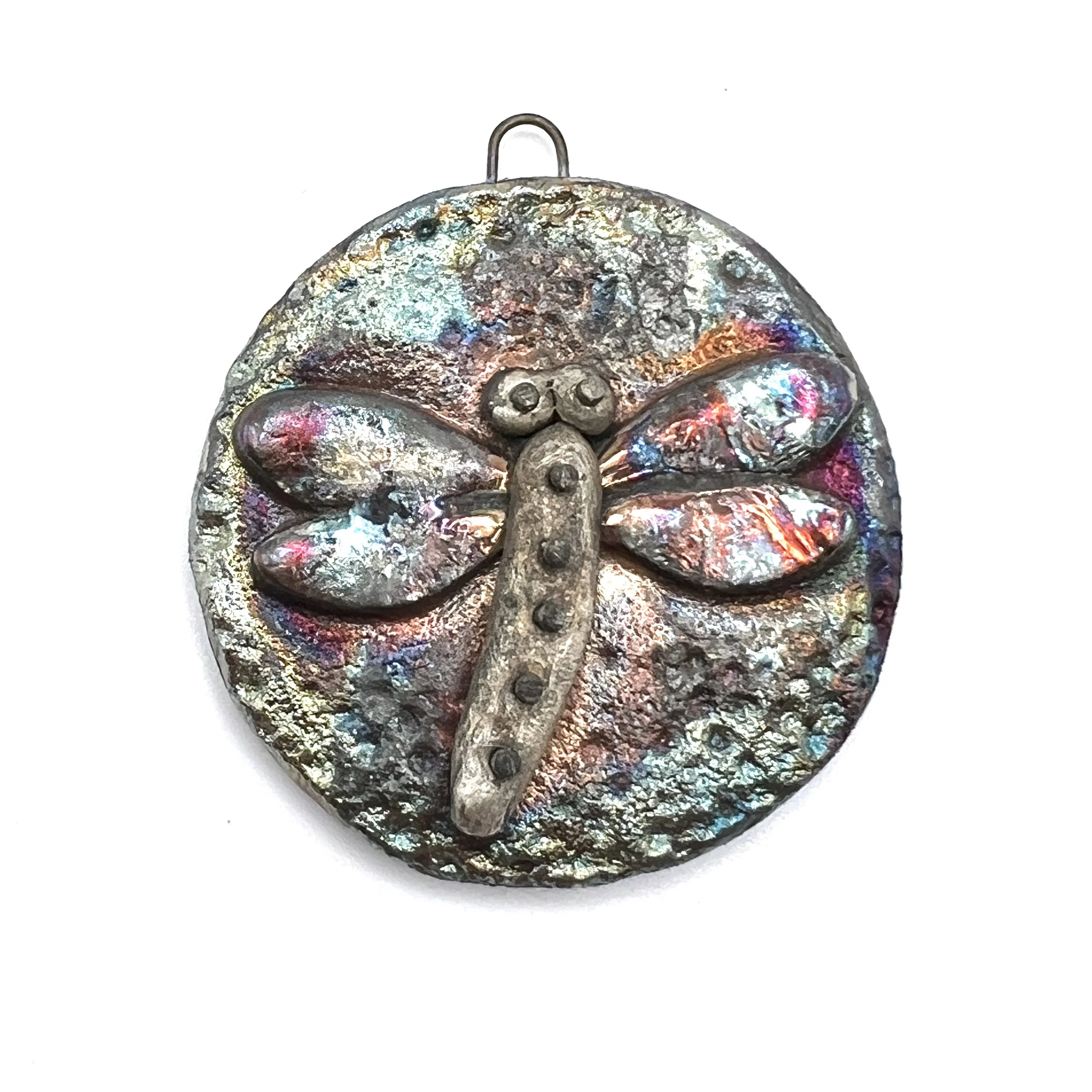 Raku Dragonfly Pendant Ceramic Jewelry Supplies Handmade by MAKUstudio