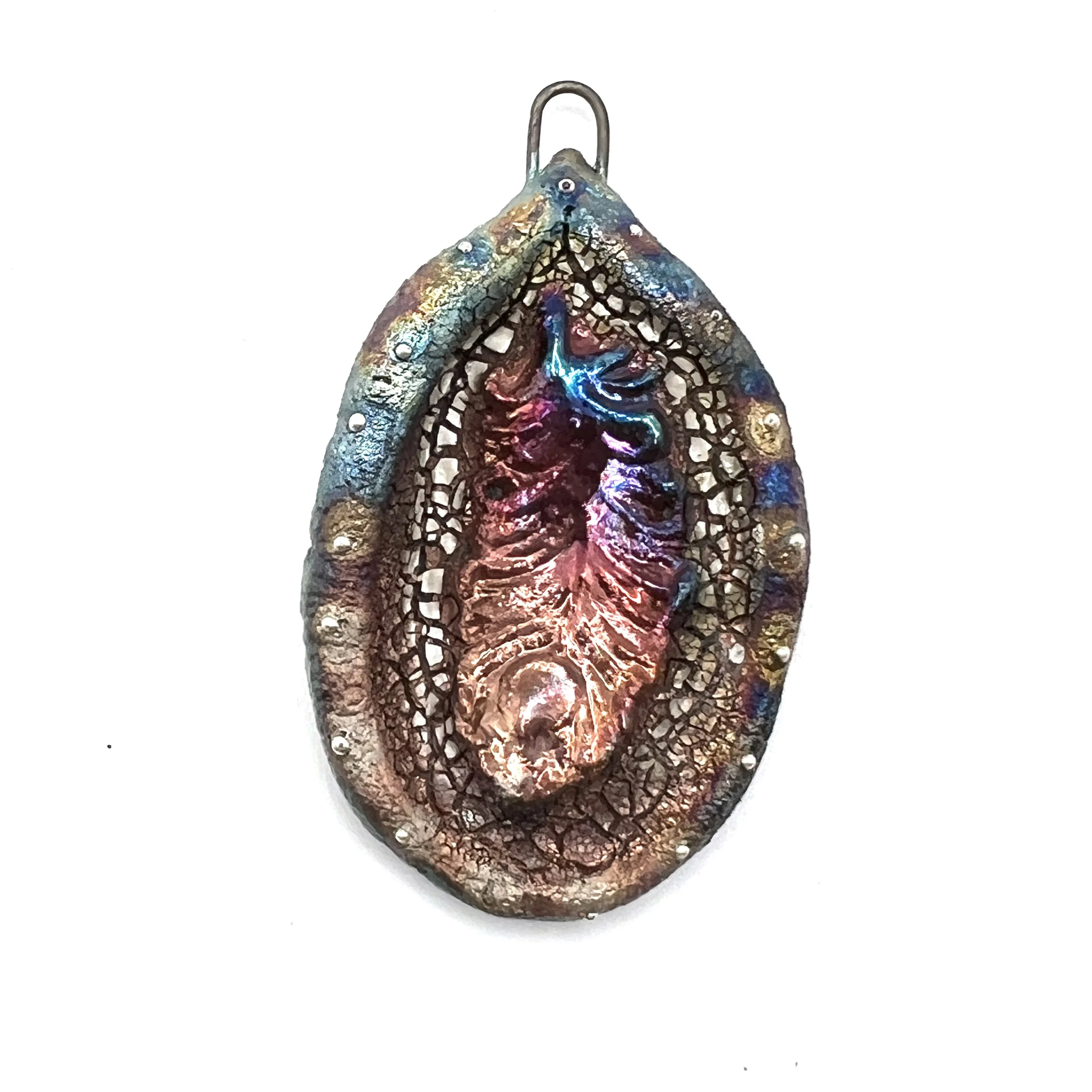 Feather Raku Pendant Jewelry Supply Handmade by MAKUstudio MAKU raku