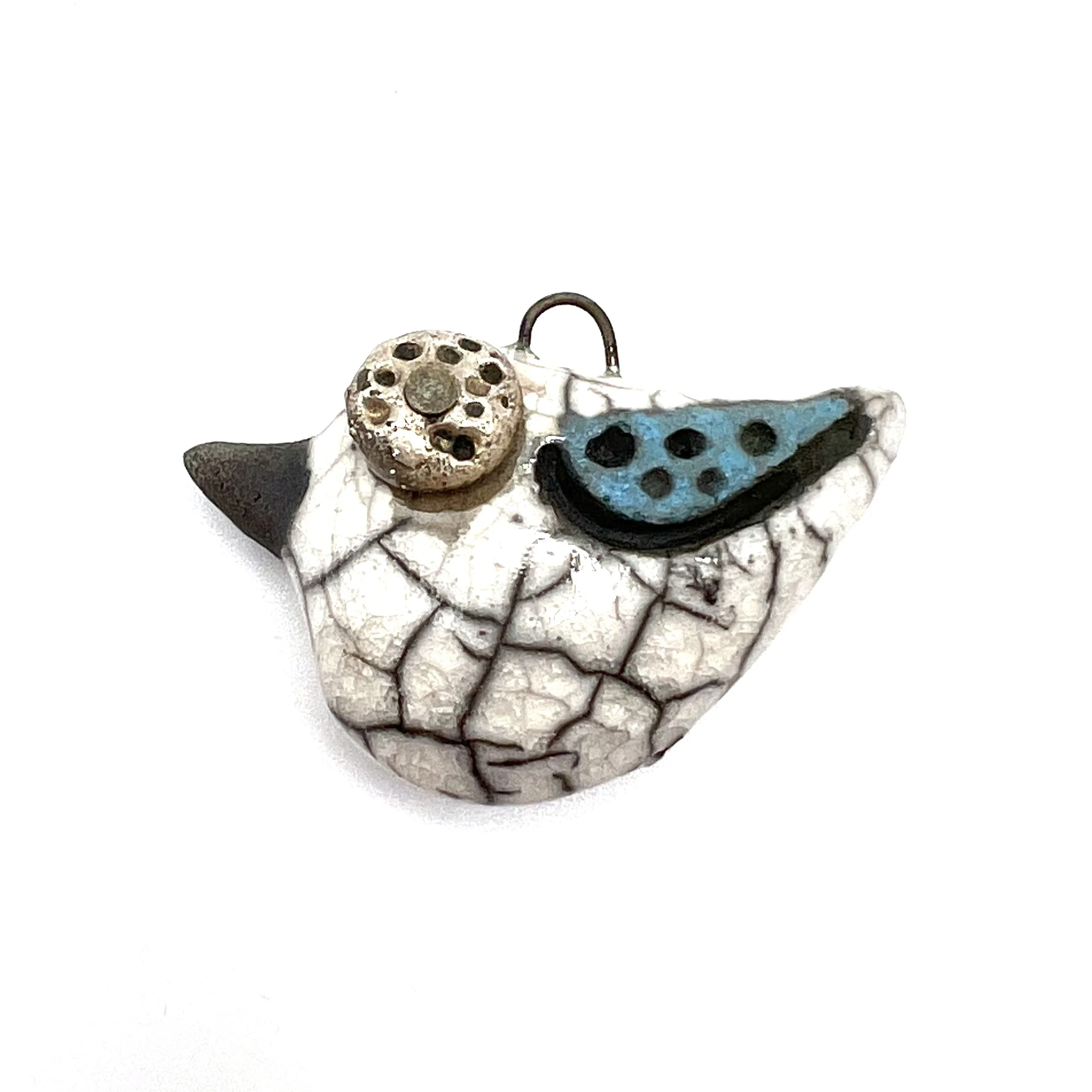 Raku Bird Pendant Ceramic Jewelry Supplies Handmade by MAKUstudio
