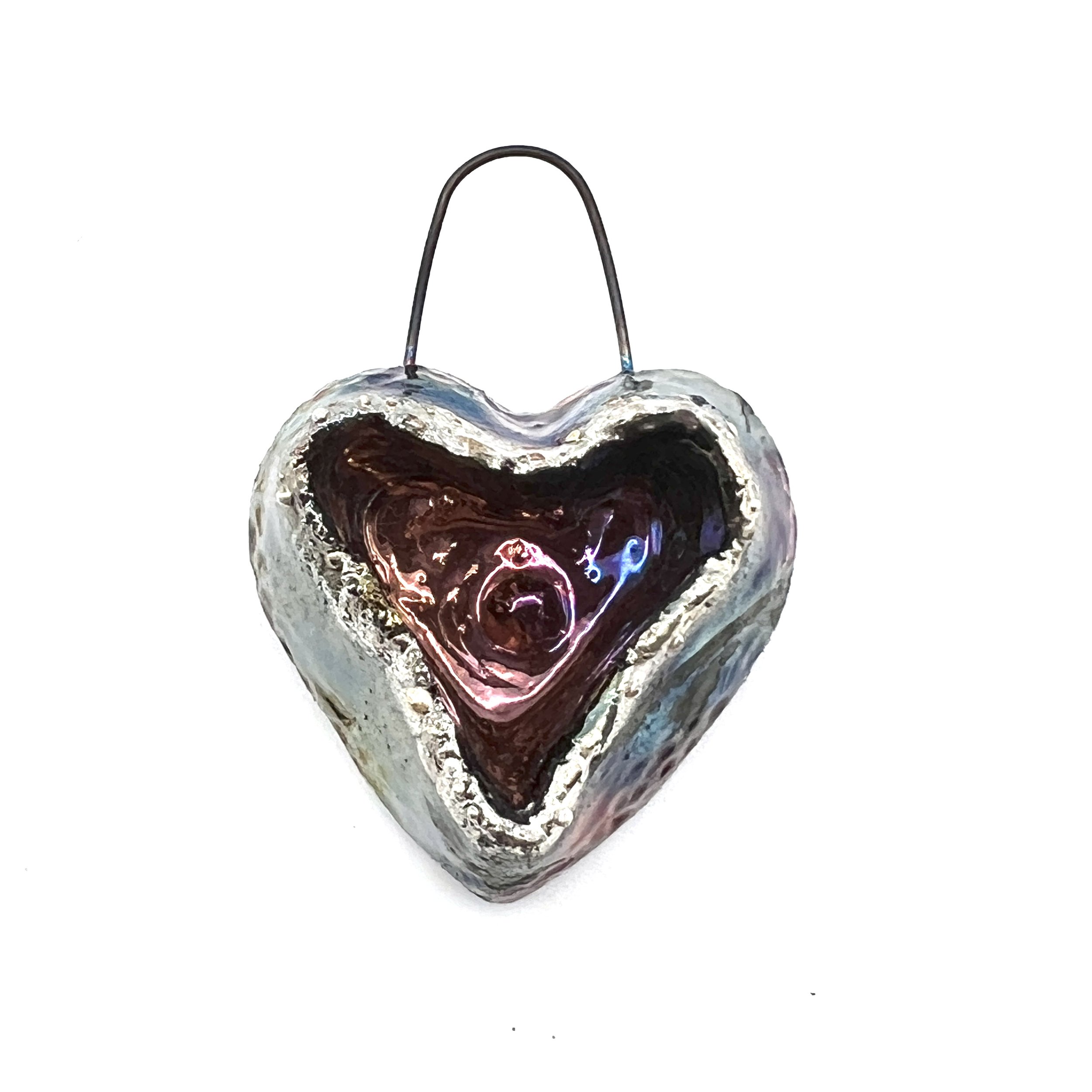 Large Raku Heart Pod Pendant Ceramic Jewelry Supply Handmade by MAKUstudio MAKU raku