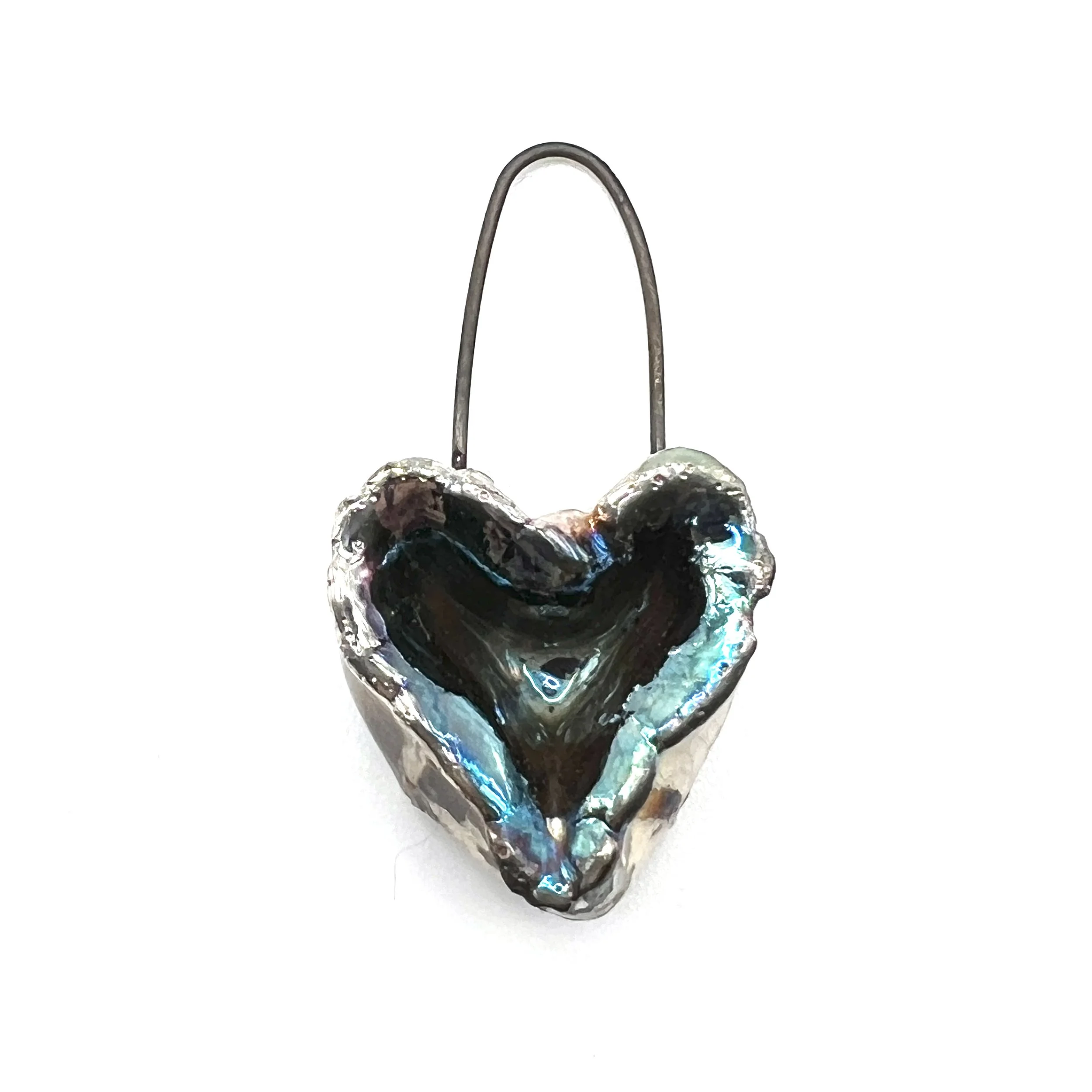 Large Raku Heart Pod Pendant Ceramic Jewelry Supply Handmade by MAKUstudio MAKU raku