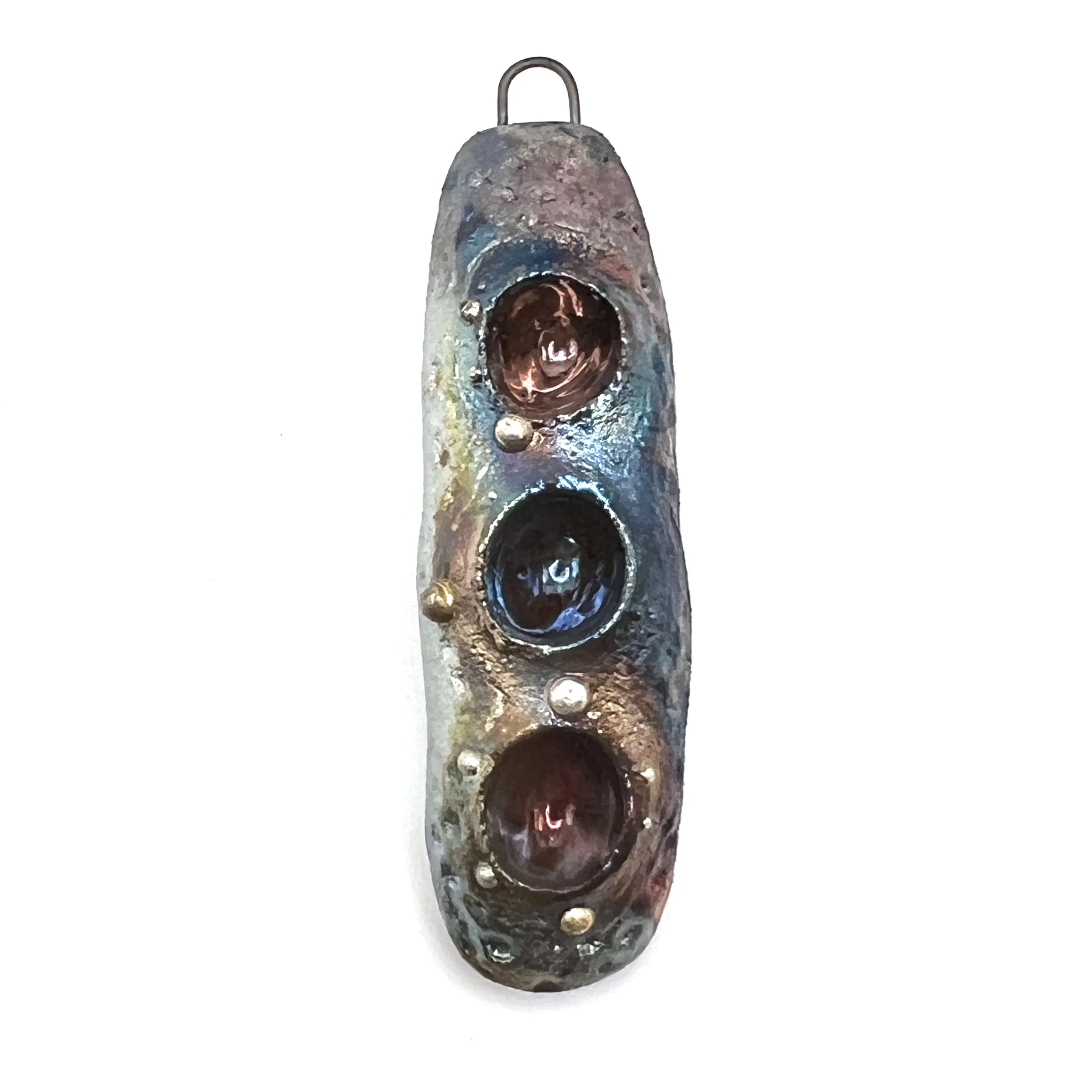 Three Pod Raku Pendant Ceramic Jewelry Supply Handmade by MAKUstudio MAKU raku