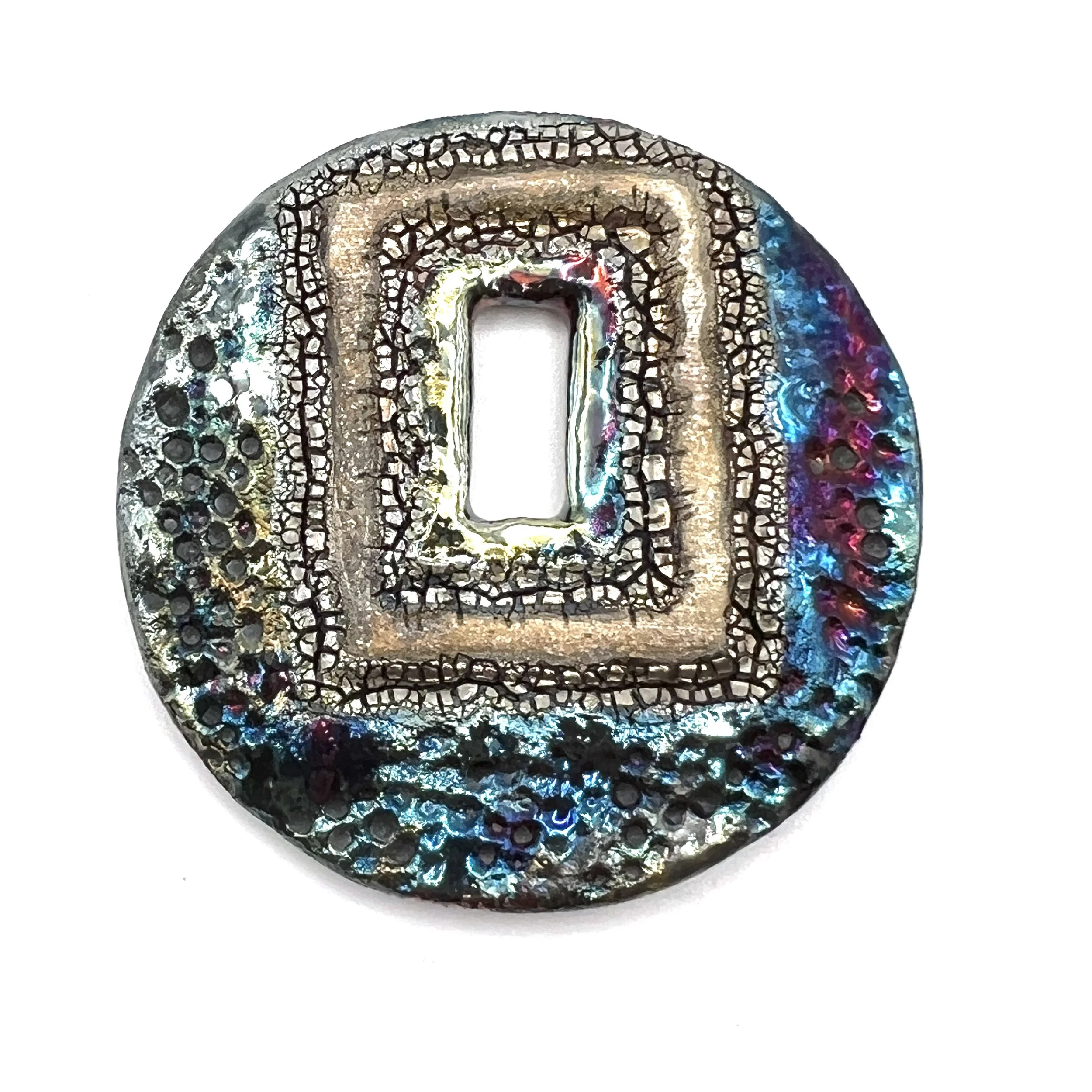 Raku Donut Cabochon or Pendant Ceramic Jewelry Supply by MAKUstudio MAKU raku