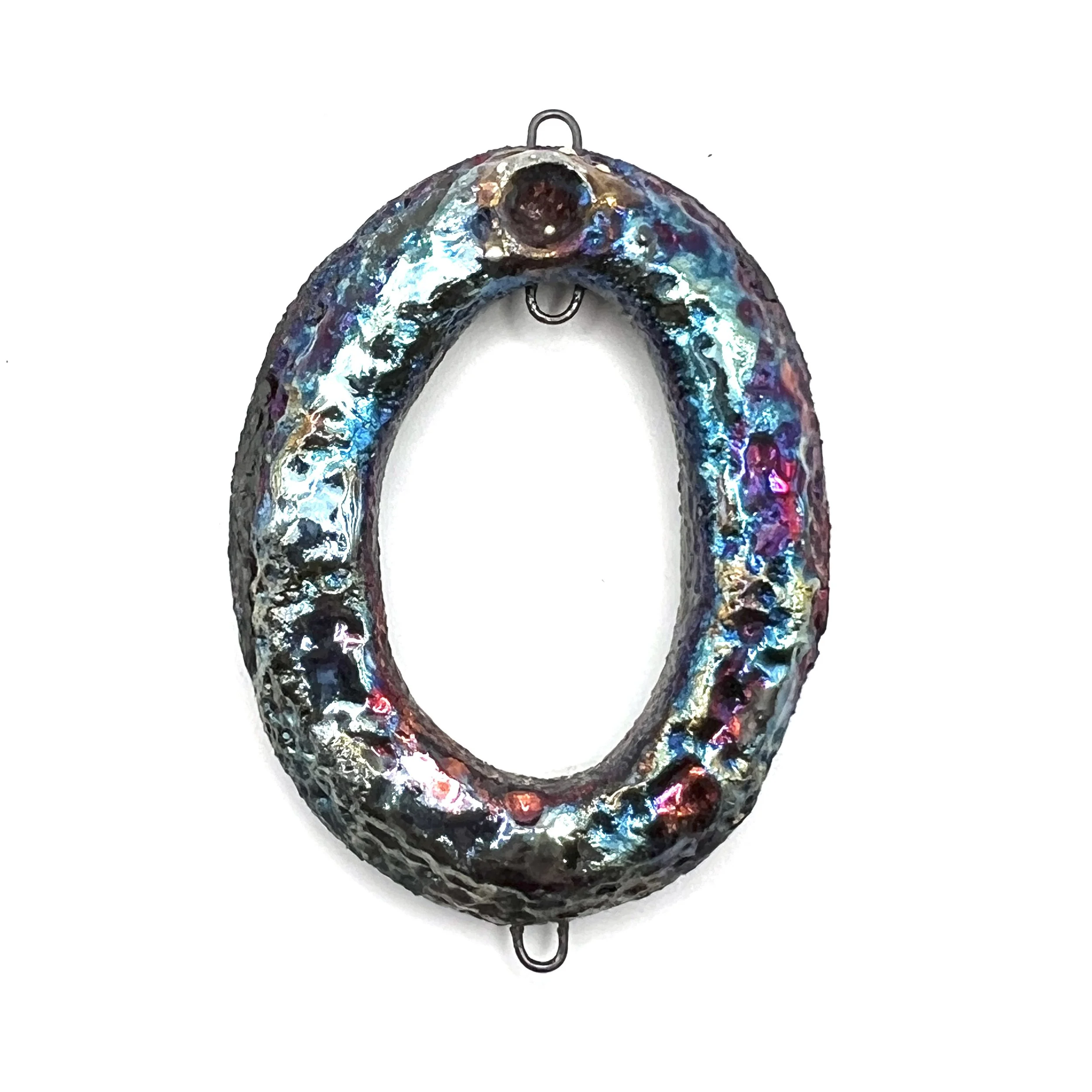 Raku Pendant or Connector Jewelry Supply Handmade by MAKUstudio