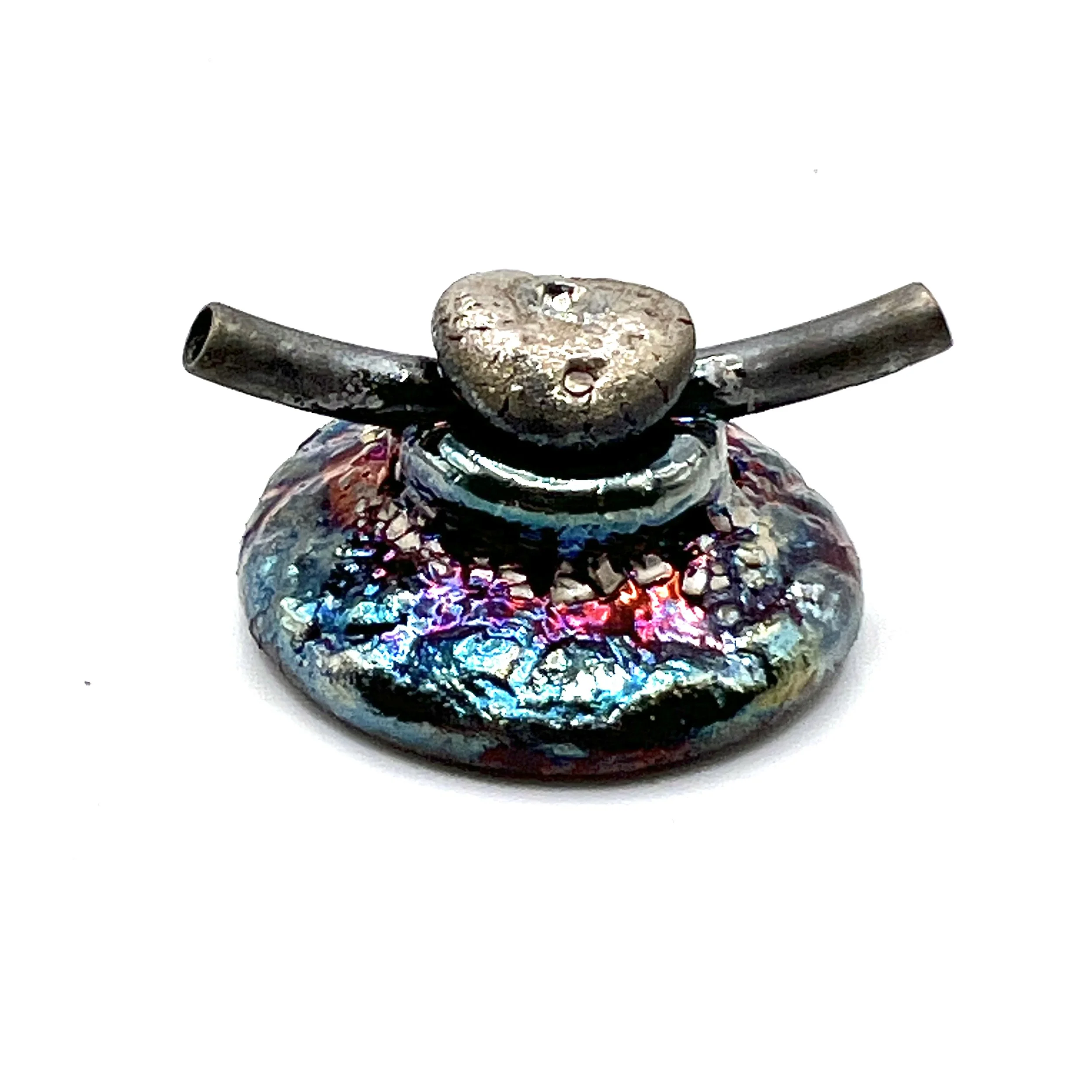 Raku Cabochon with Baby Pod Jewelry Supply Handmade by MAKUstudio MAKU raku