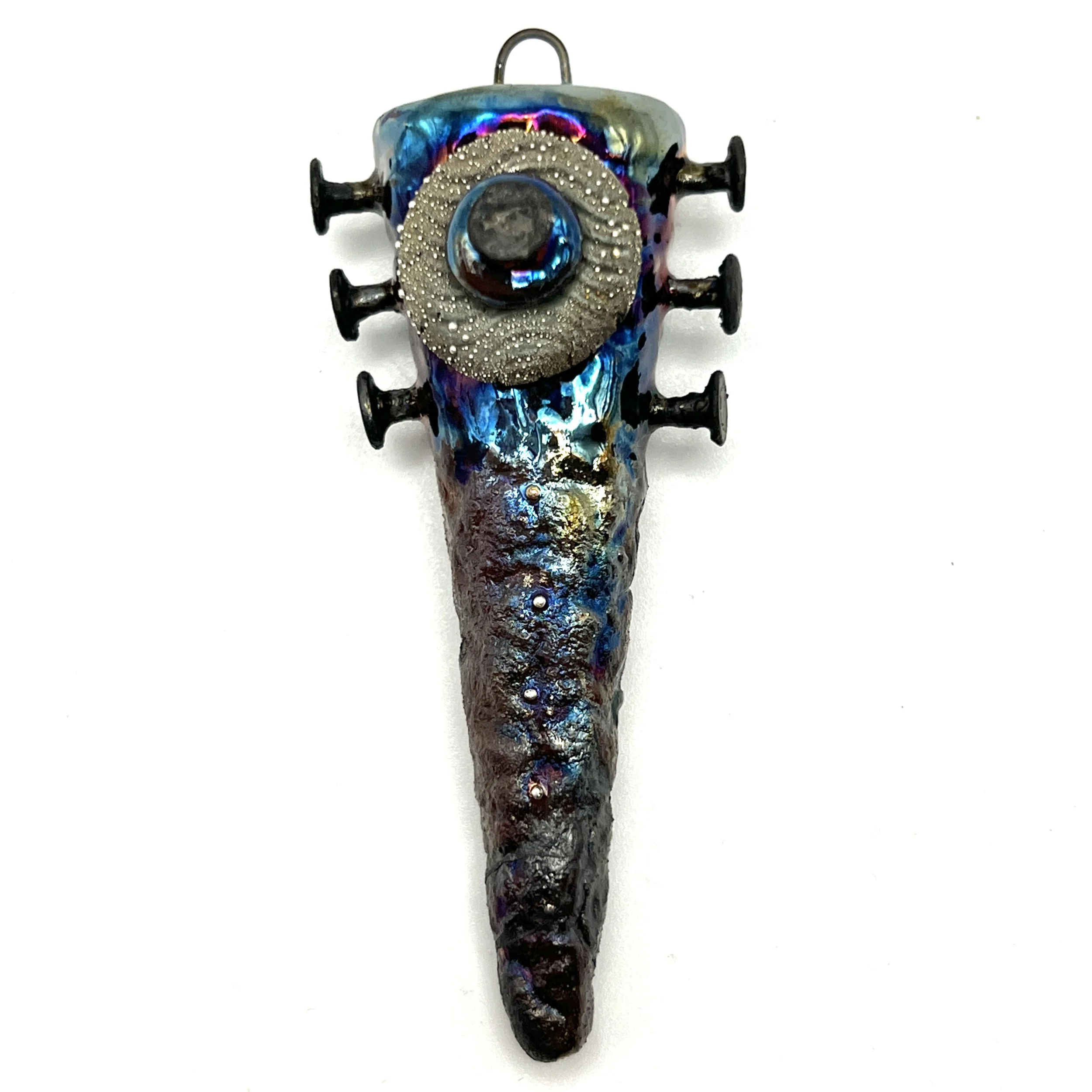 Nailed Raku Spike Pendant Ceramic Jewelry Supply Handmade by MAKUstudio