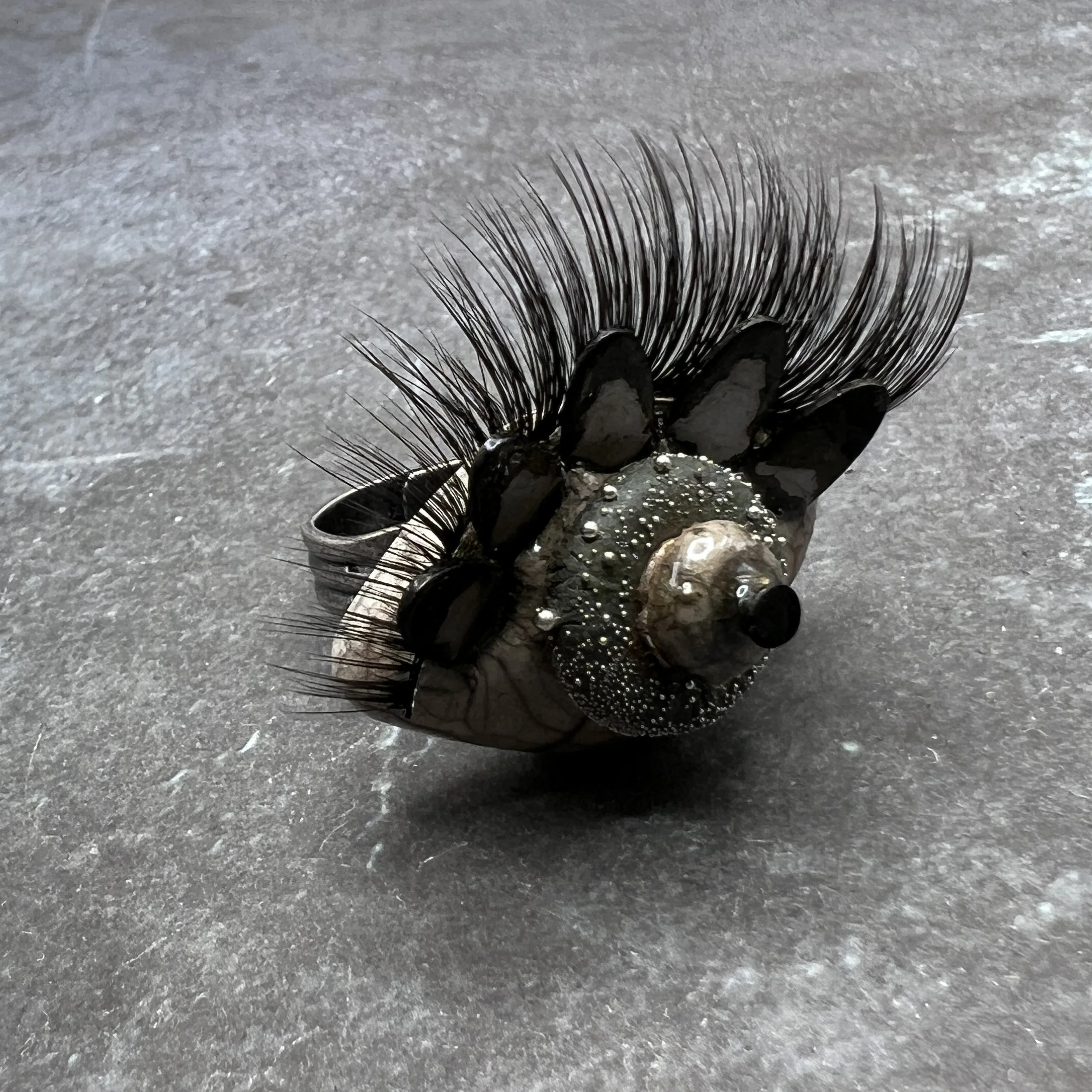 Evil Eye with Eyelashes Raku Ring Ceramic Jewelry  Handmade by MAKUstudio MAKU raku