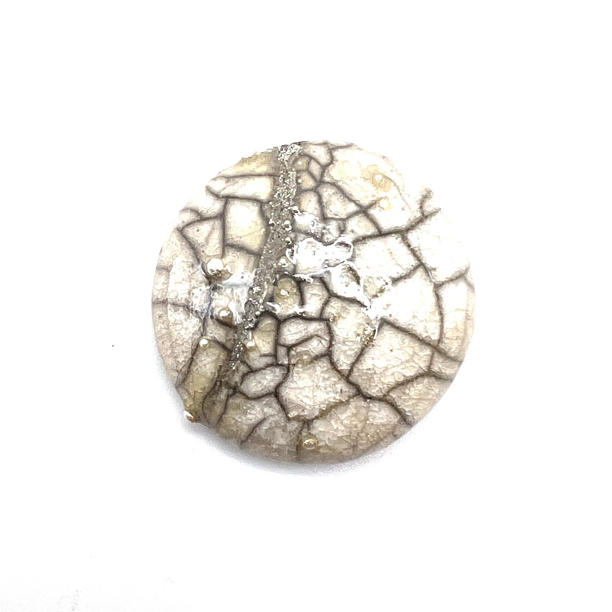 White Crackle Raku Cabochon Jewelry Supply Handmade by MAKUstudio MAKU raku