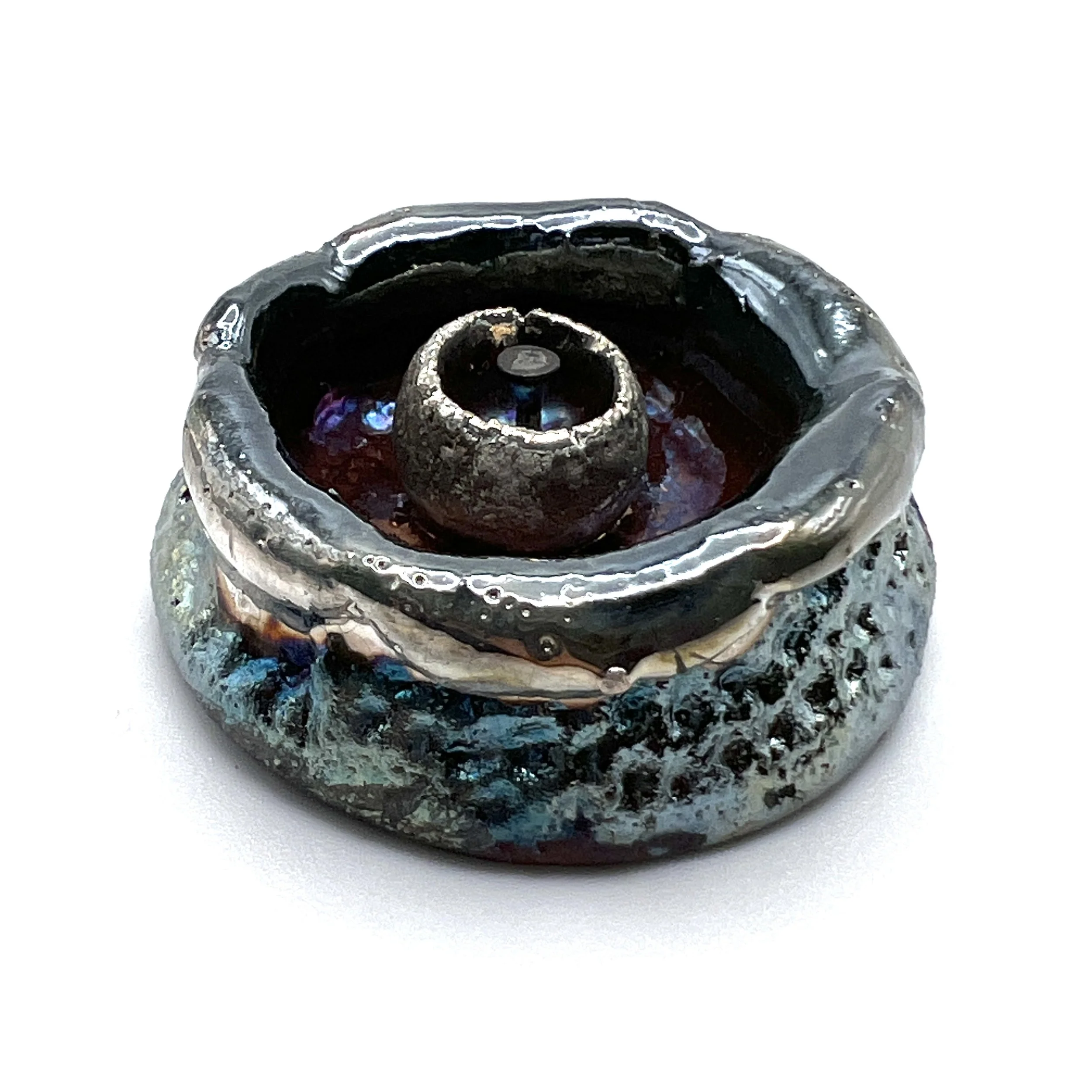 Raku Large Pod with Pod in the Middle Cabochon Jewelry Supply Handmade by MAKUstudio