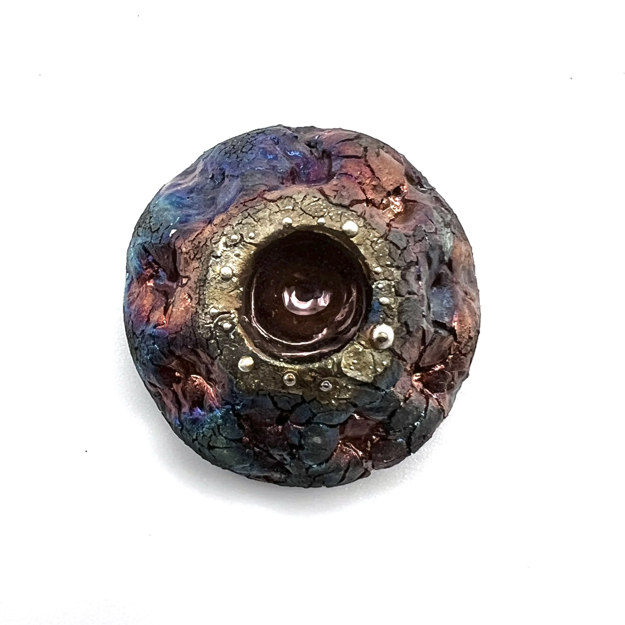 Volcano Raku Cabochon Jewelry Supply Handmade by MAKUstudio