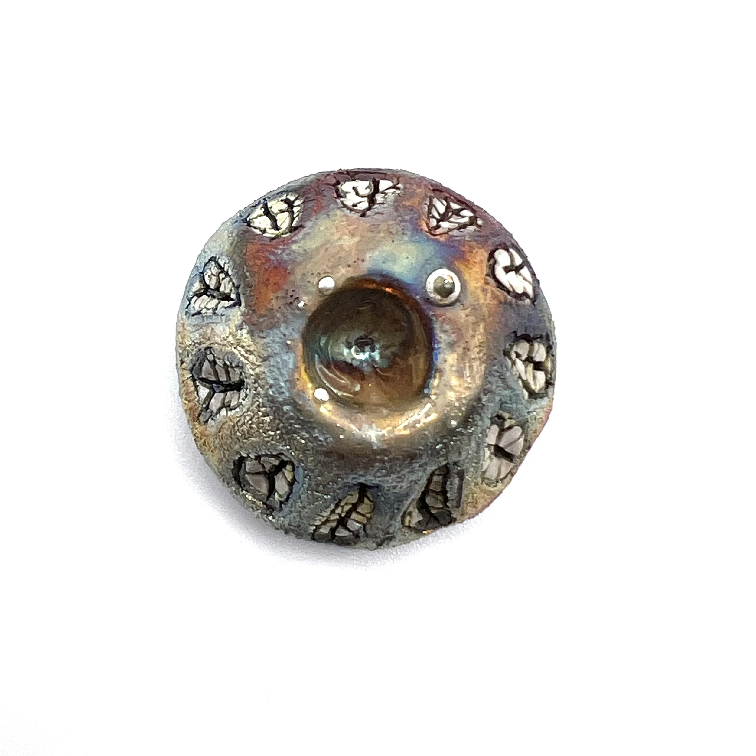 Volcano Raku Cabochon Jewelry Supply Handmade by MAKUstudio