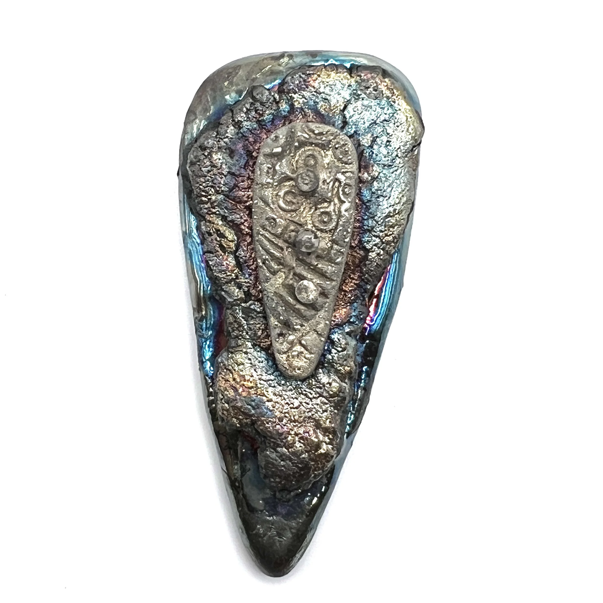 Triangular Textured Raku Cabochon Jewelry Supply Handmade by MAKUstudio