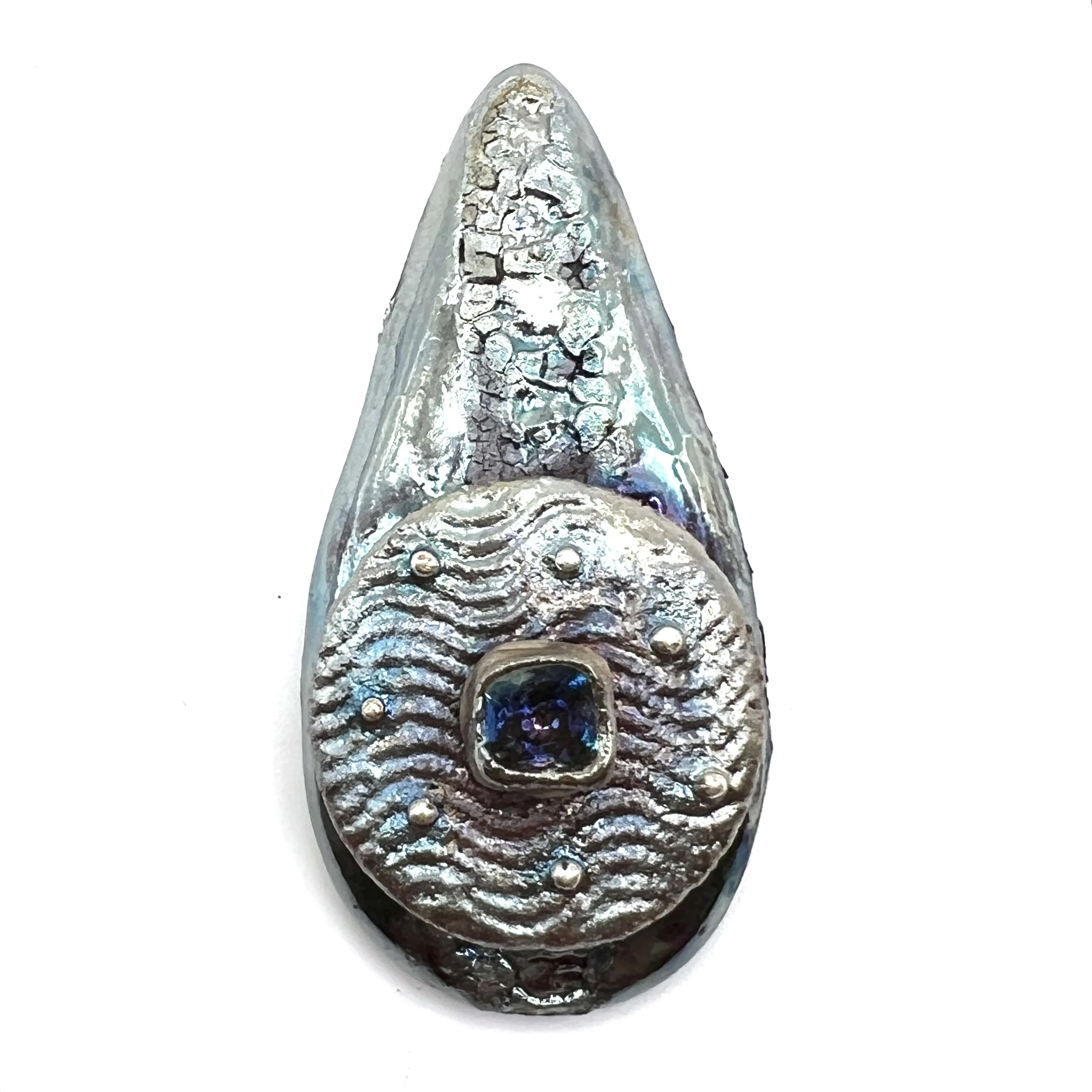 Teardrop Raku Cabochon Jewelry Supply Handmade by MAKUstudio