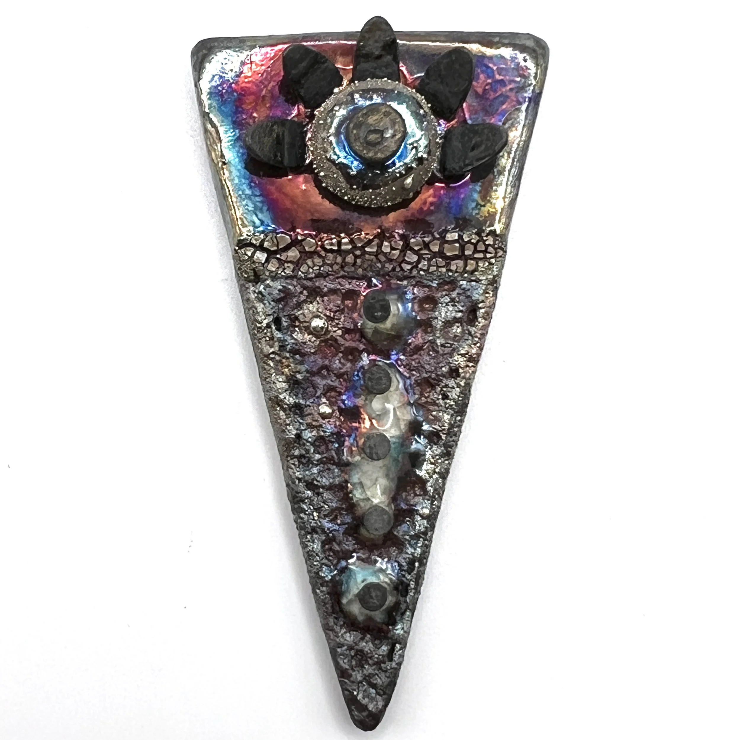 Triangle Raku Cabochon Jewelry Supply Handmade by MAKUstudio