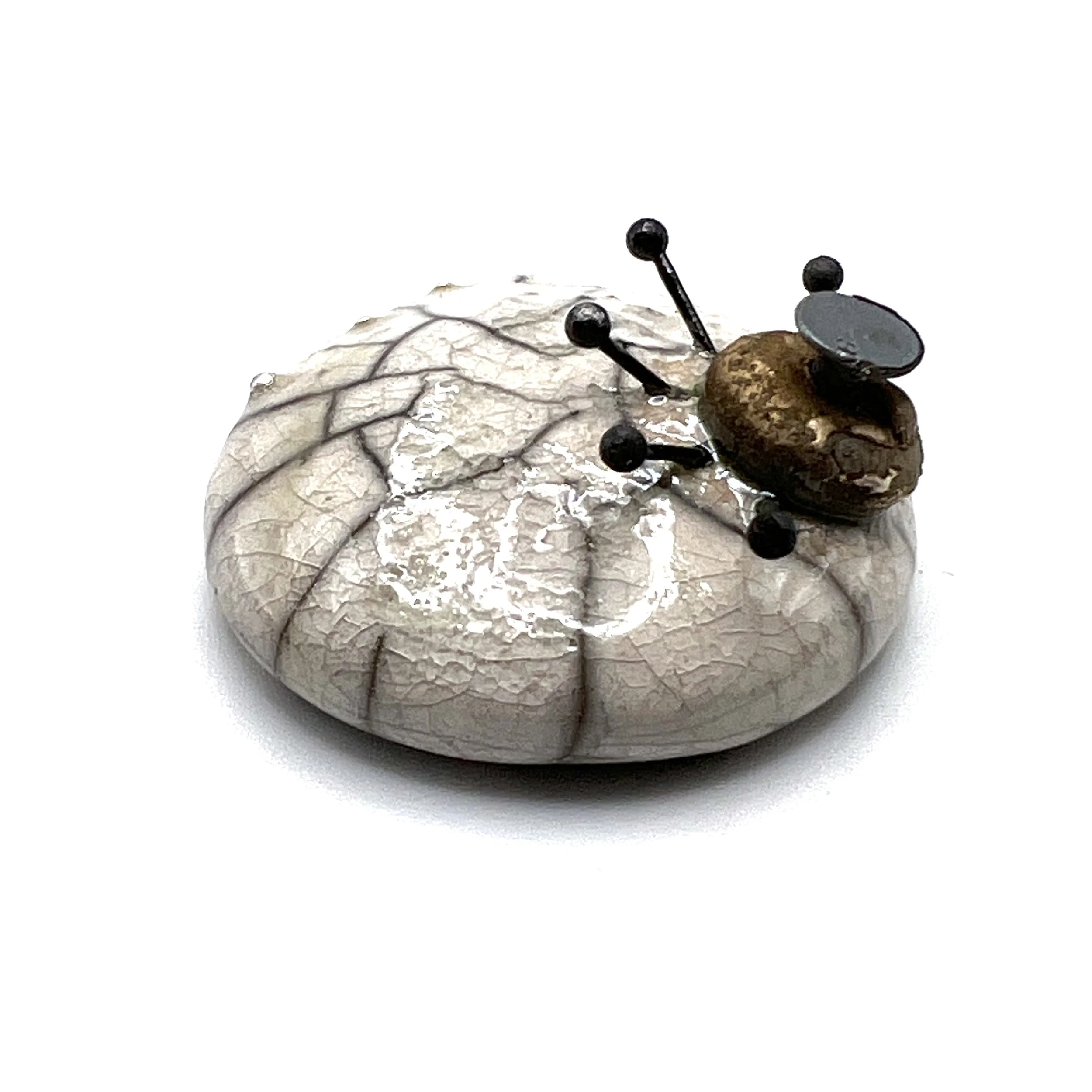 White Crackle Raku Cabochon Jewelry Supply Handmade by MAKUstudio