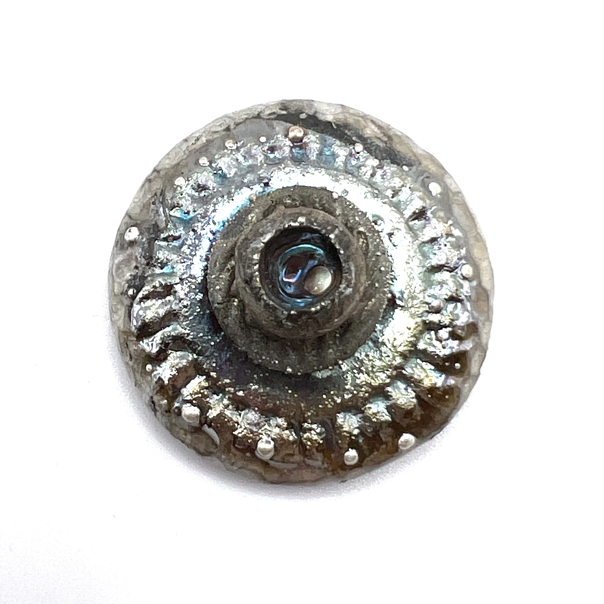 Raku Cabochon with Baby Pod Jewelry Supply Handmade by MAKUstudio