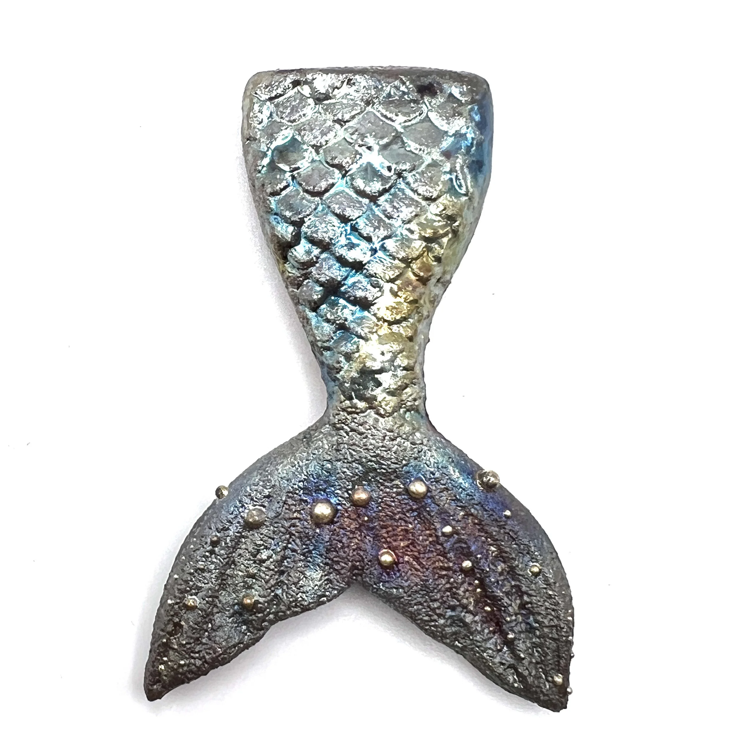 Mermaid Tail Raku Cabochon Jewelry Supply Handmade by MAKUstudio