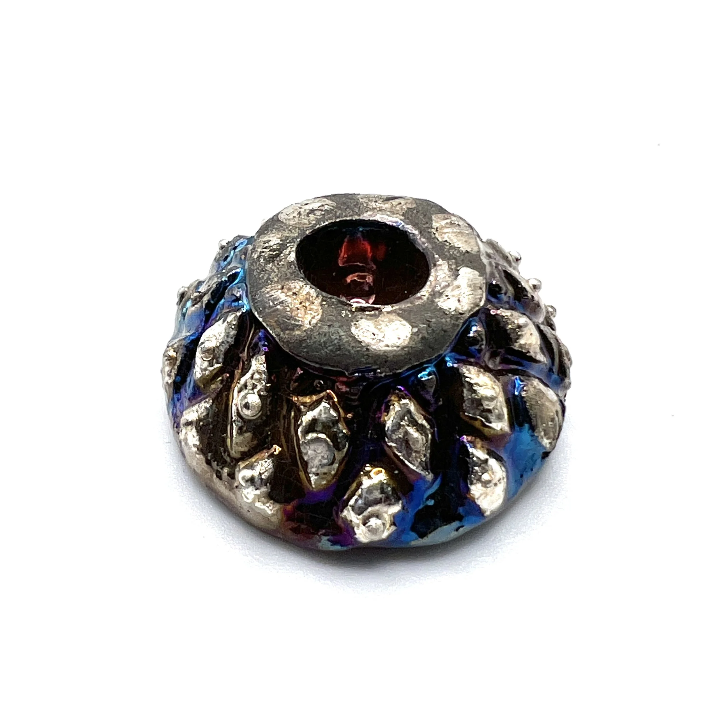 Volcano Raku Cabochon Jewelry Supply Handmade by MAKUstudio