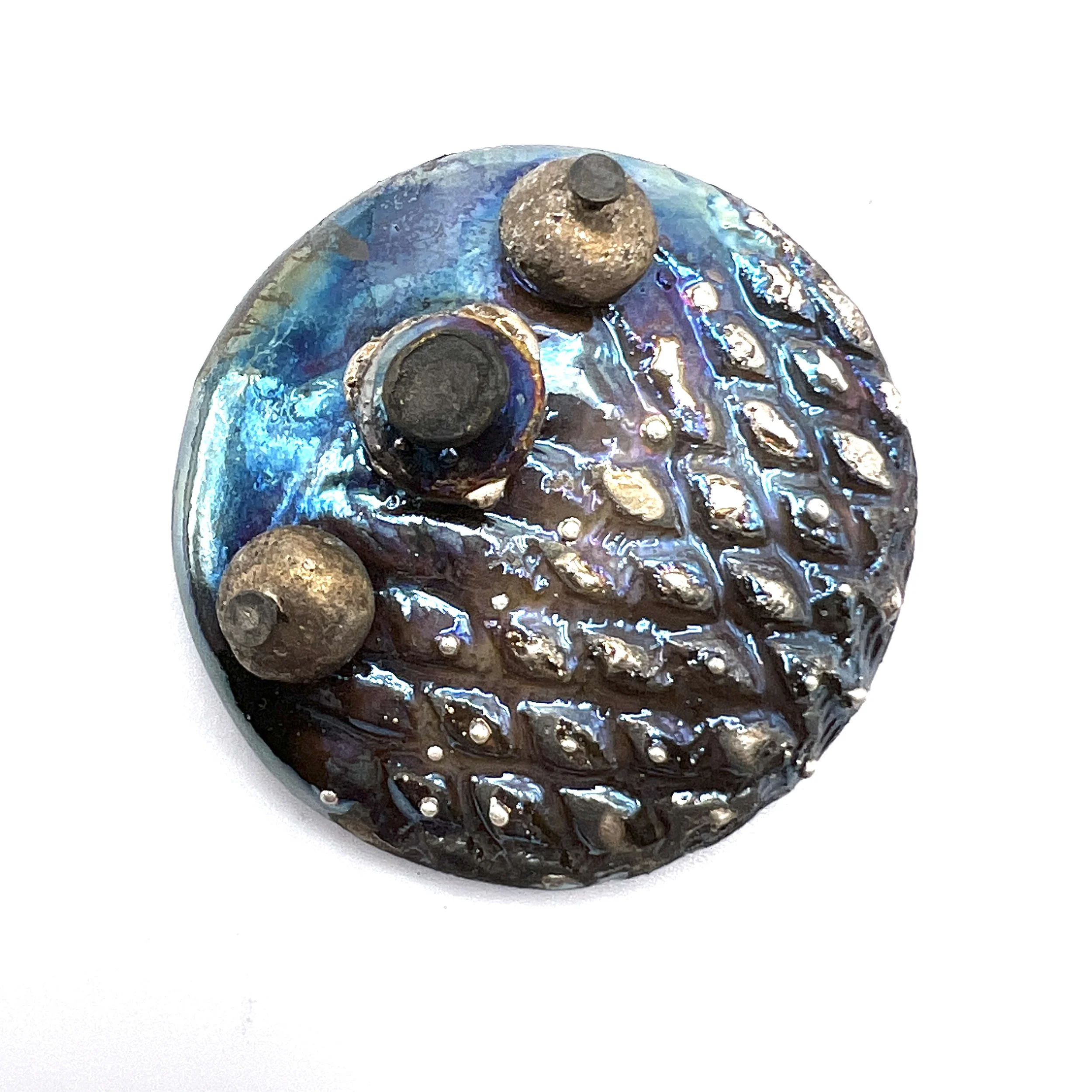 Diamond in the Rough Raku Cabochon Jewelry Supply Handmade by MAKUstudio