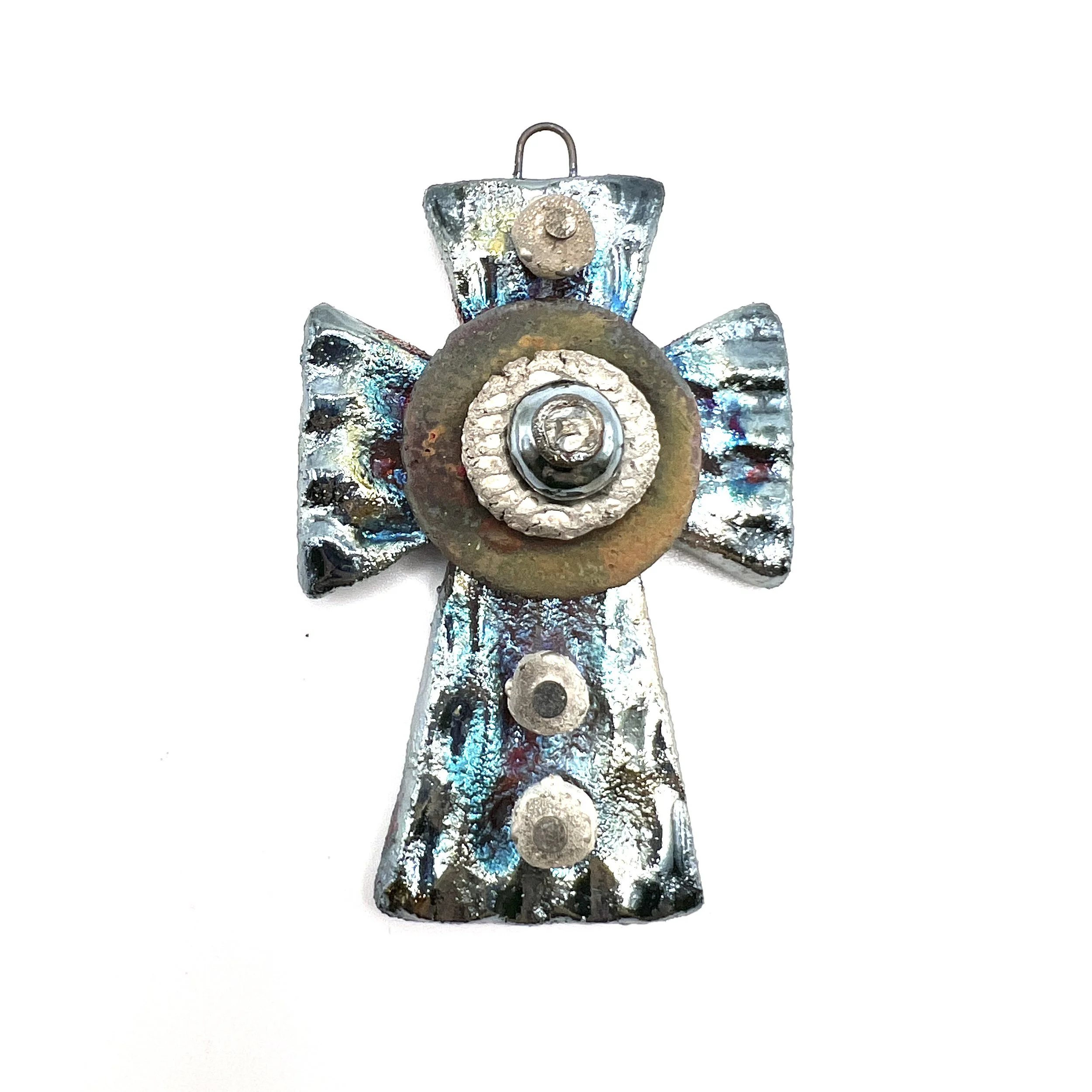 Raku Cross Ceramic Pendant Raku Jewelry Supply Handmade by  MAKUstudio
