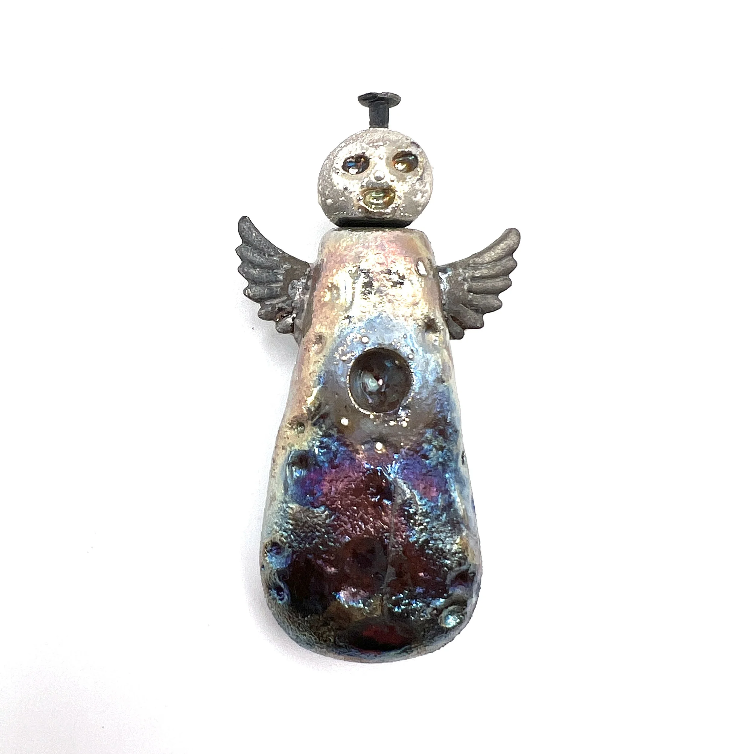 Raku Angel Pendant Ceramic Jewelry Supply Handmade by MAKUstudio MAKU raku