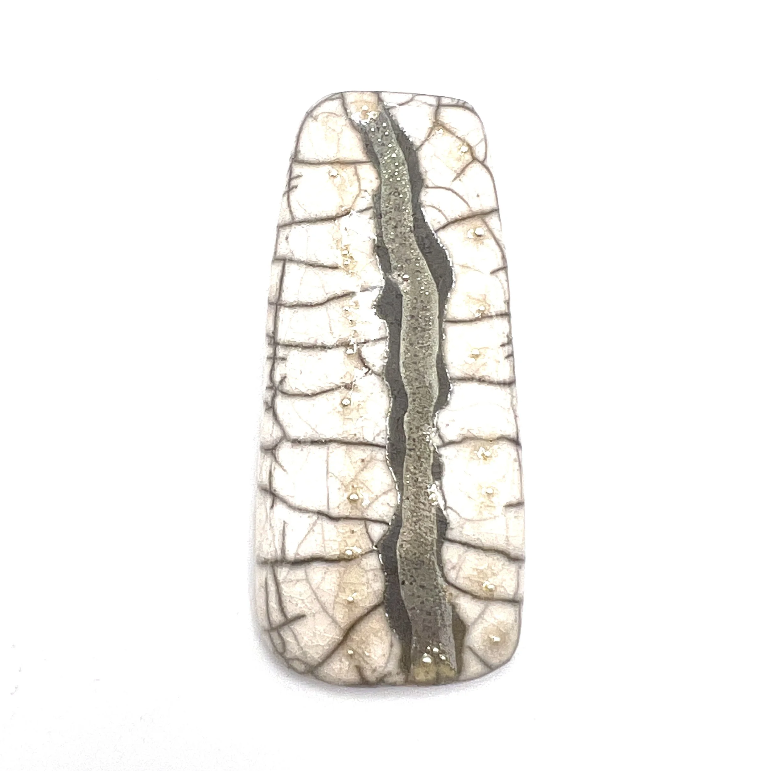 White Crackle and Silver Raku Cabochon Jewelry Supply Handmade by MAKUstudio MAKU raku