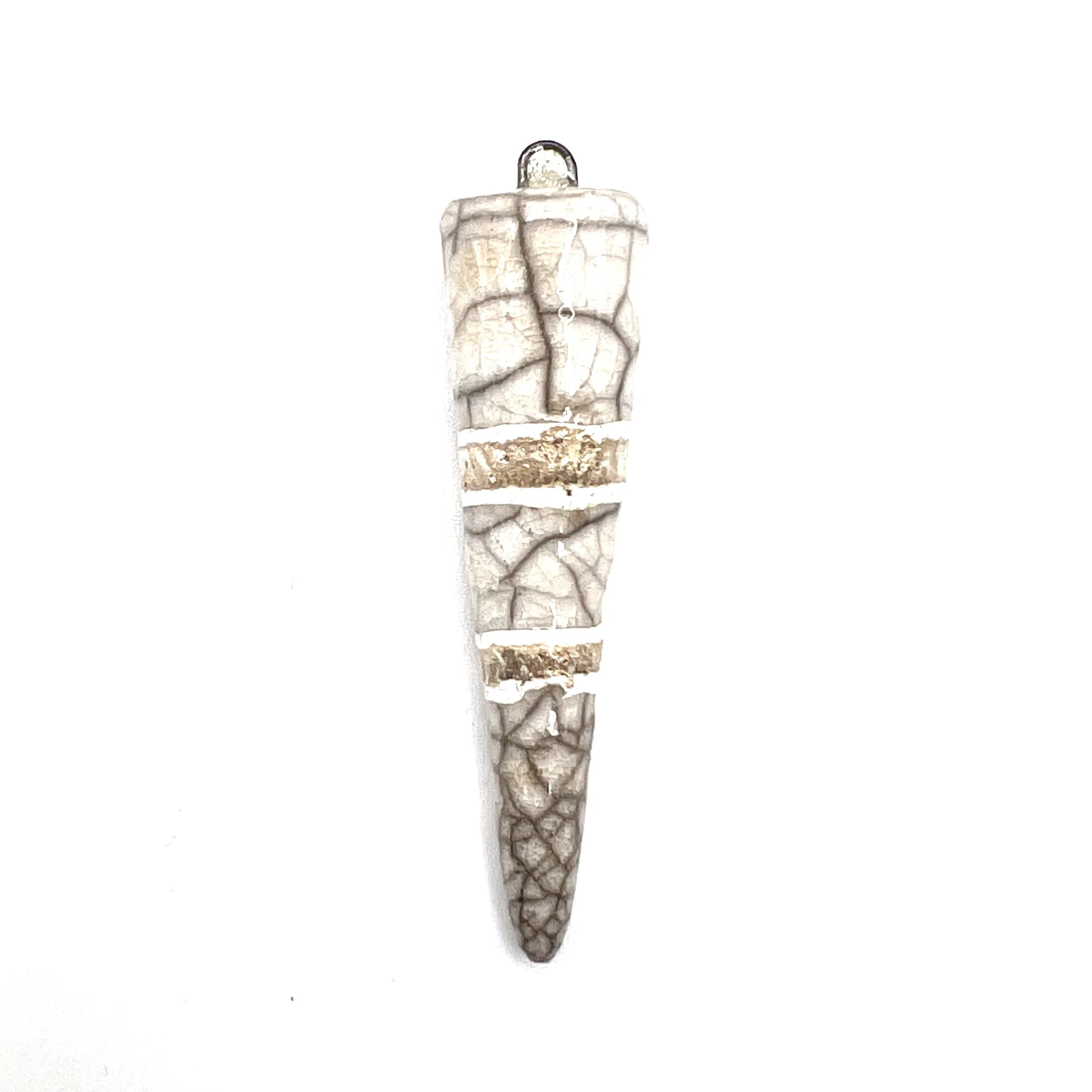White Crackle and Silver Raku Spike Pendant Ceramic Jewelry Supply Handmade by MAKUstudio MAKU raku